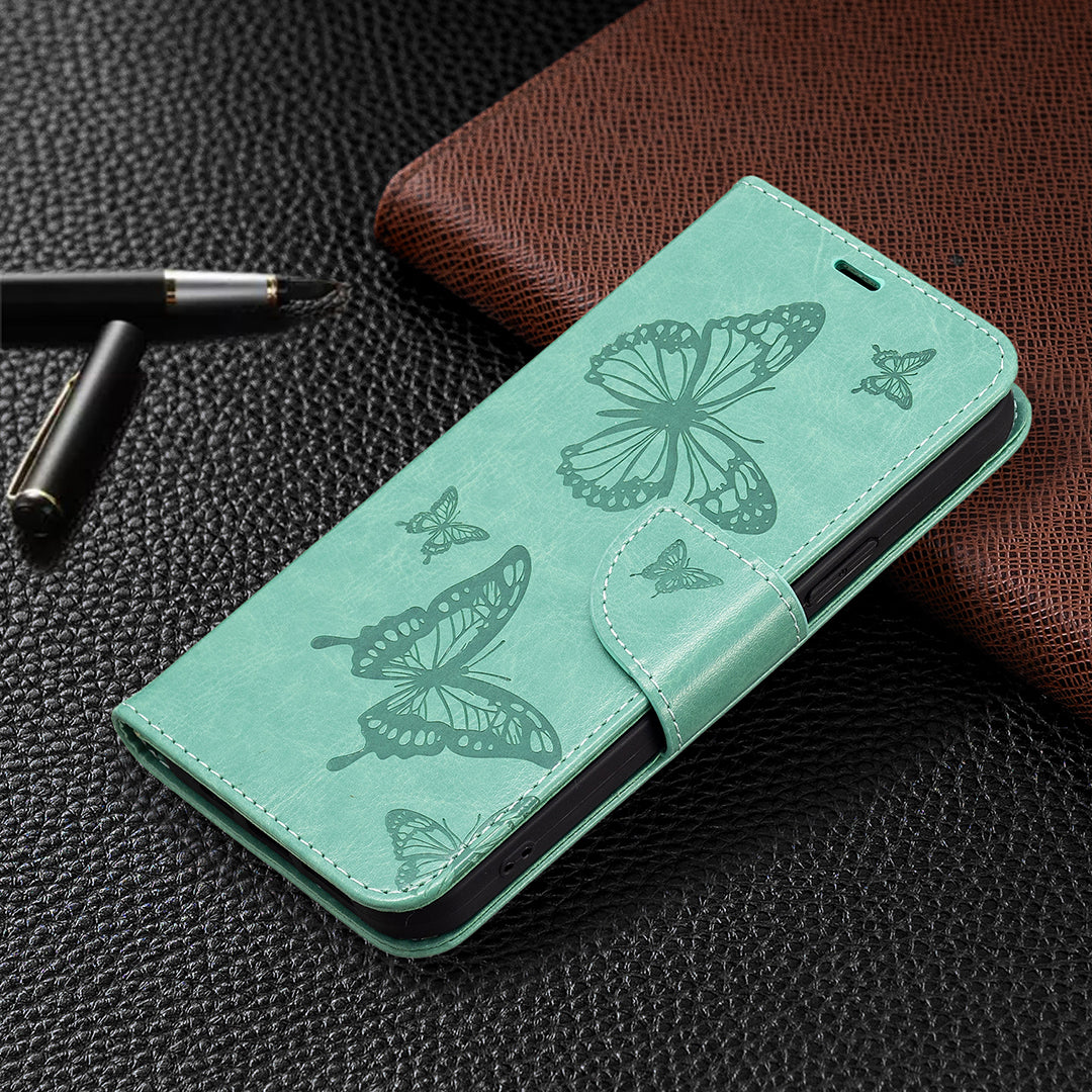 Til Samsung Galaxy M14 5G pungholder telefon læderetui Butterfly påtrykt telefoncover med rem