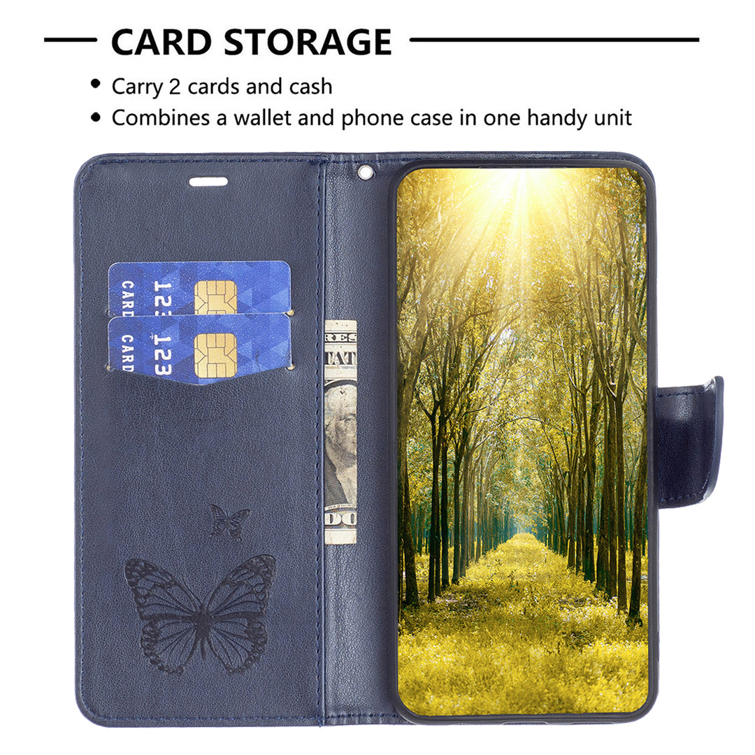 Til Samsung Galaxy M14 5G pungholder telefon læderetui Butterfly påtrykt telefoncover med rem