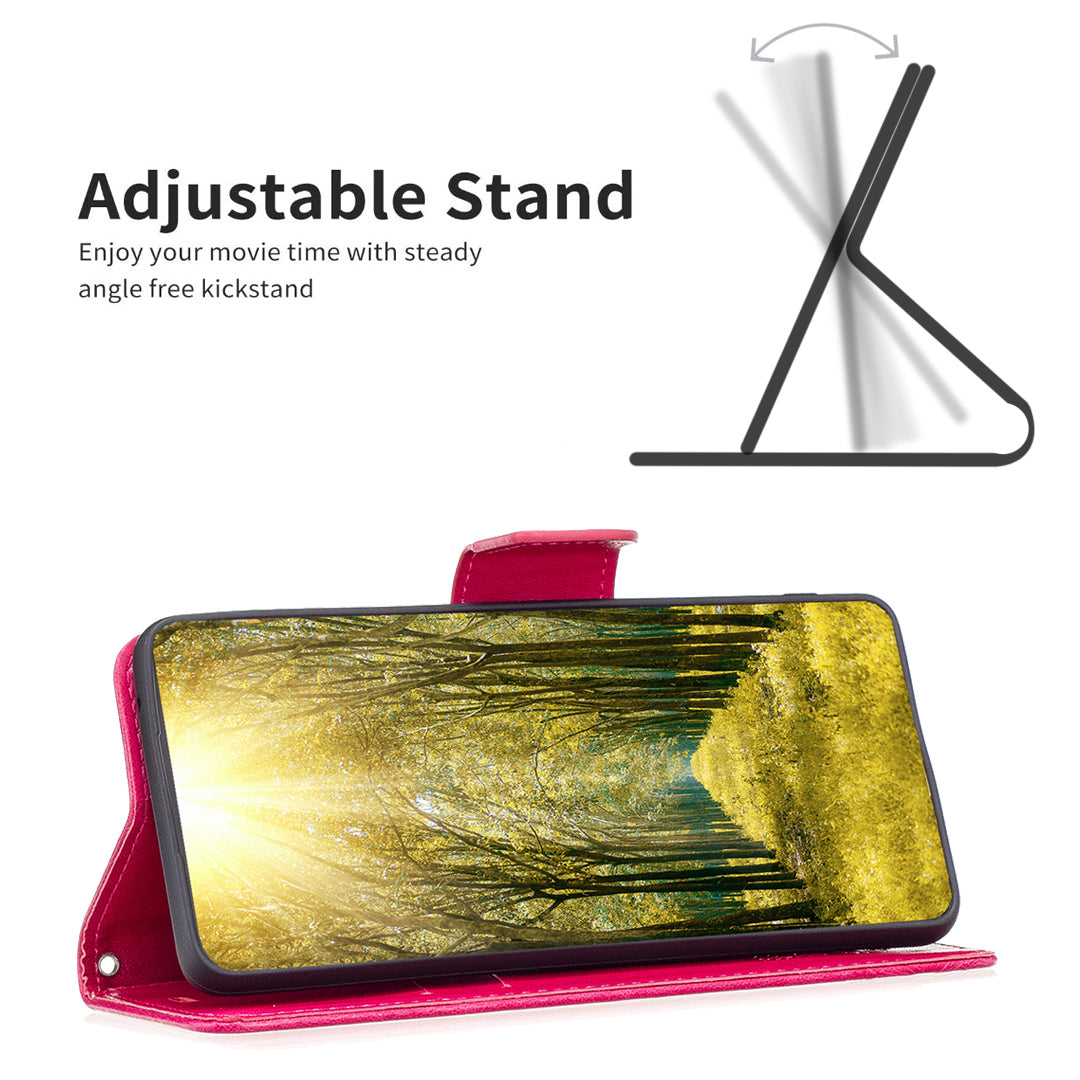 Til Samsung Galaxy M14 5G pungholder telefon læderetui Butterfly påtrykt telefoncover med rem