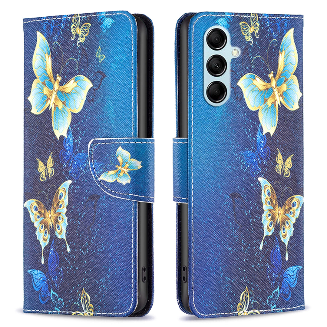 Til Samsung Galaxy M14 5G Læderstander Telefonetui Mønster Udskrivning Pung Telefon Cover