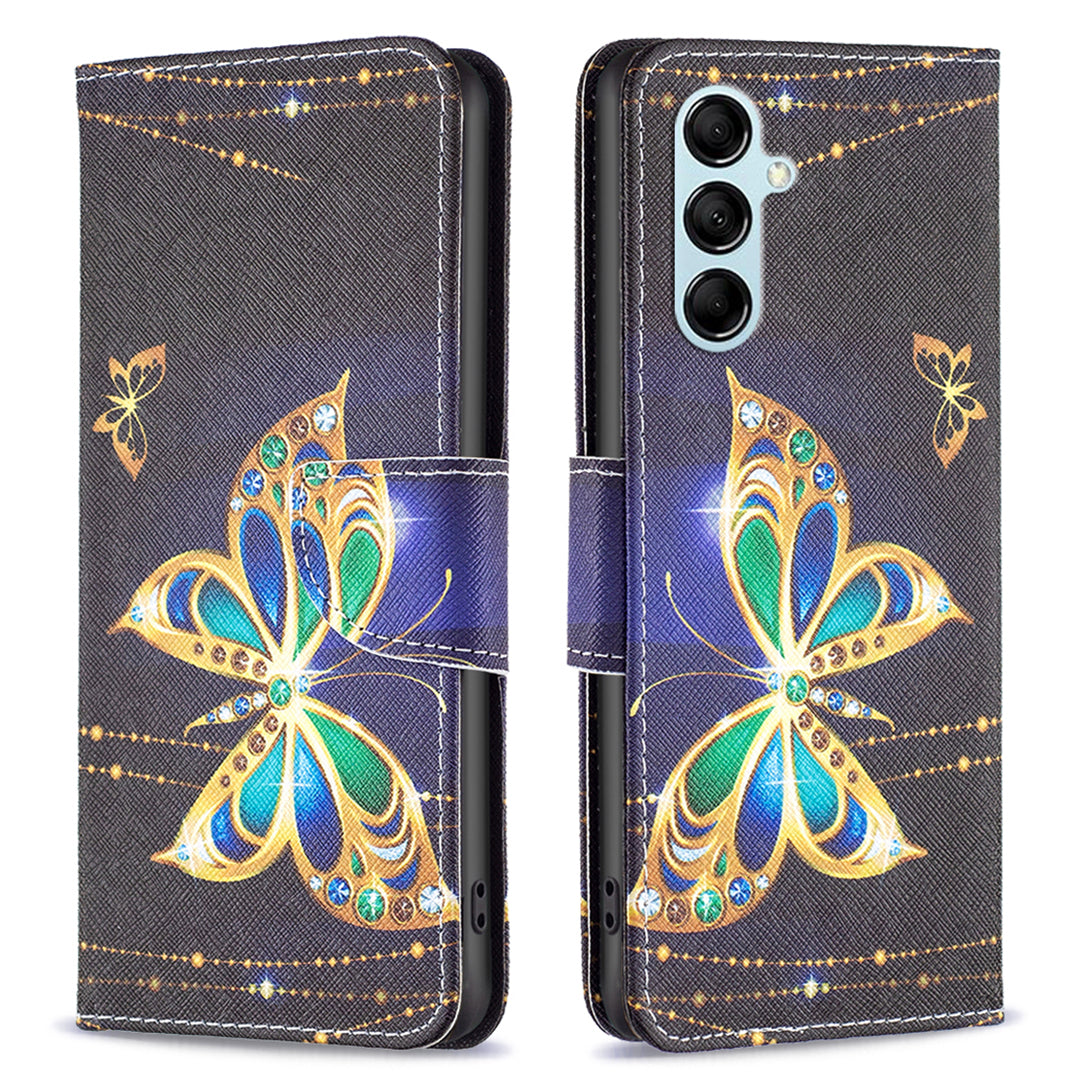 Til Samsung Galaxy M14 5G Læderstander Telefonetui Mønster Udskrivning Pung Telefon Cover