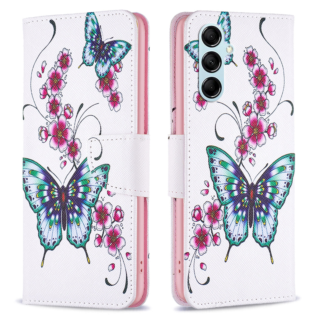 Til Samsung Galaxy M14 5G Læderstander Telefonetui Mønster Udskrivning Pung Telefon Cover