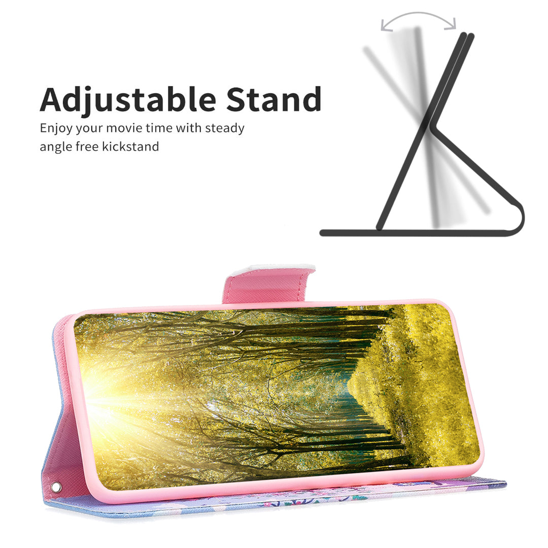 Til Samsung Galaxy M14 5G Læderstander Telefonetui Mønster Udskrivning Pung Telefon Cover