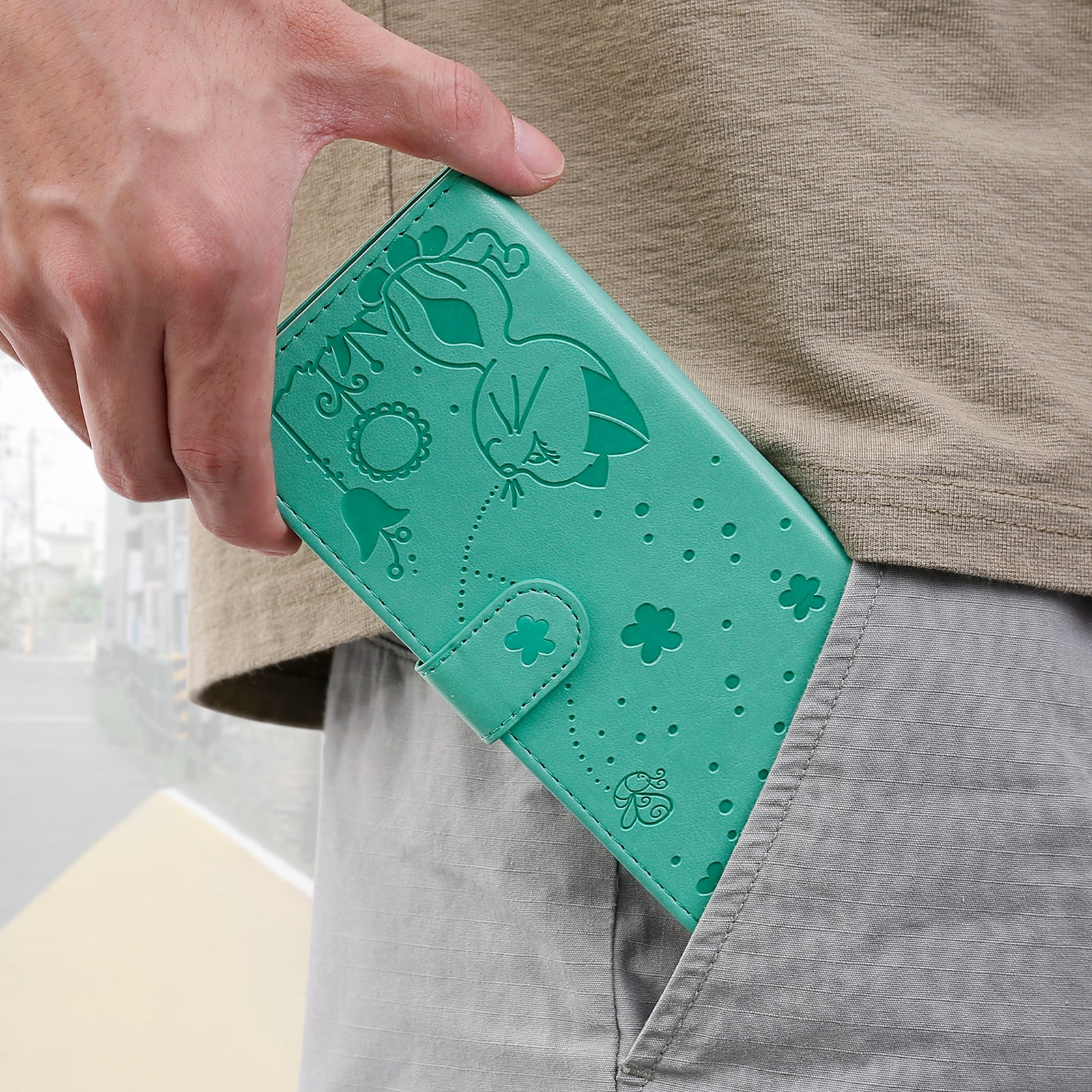 KT Imprinting Flower Series-4 for Samsung Galaxy A24 4G Stand Phone Cover Wallet Imprinted Cat Bee Leather Case