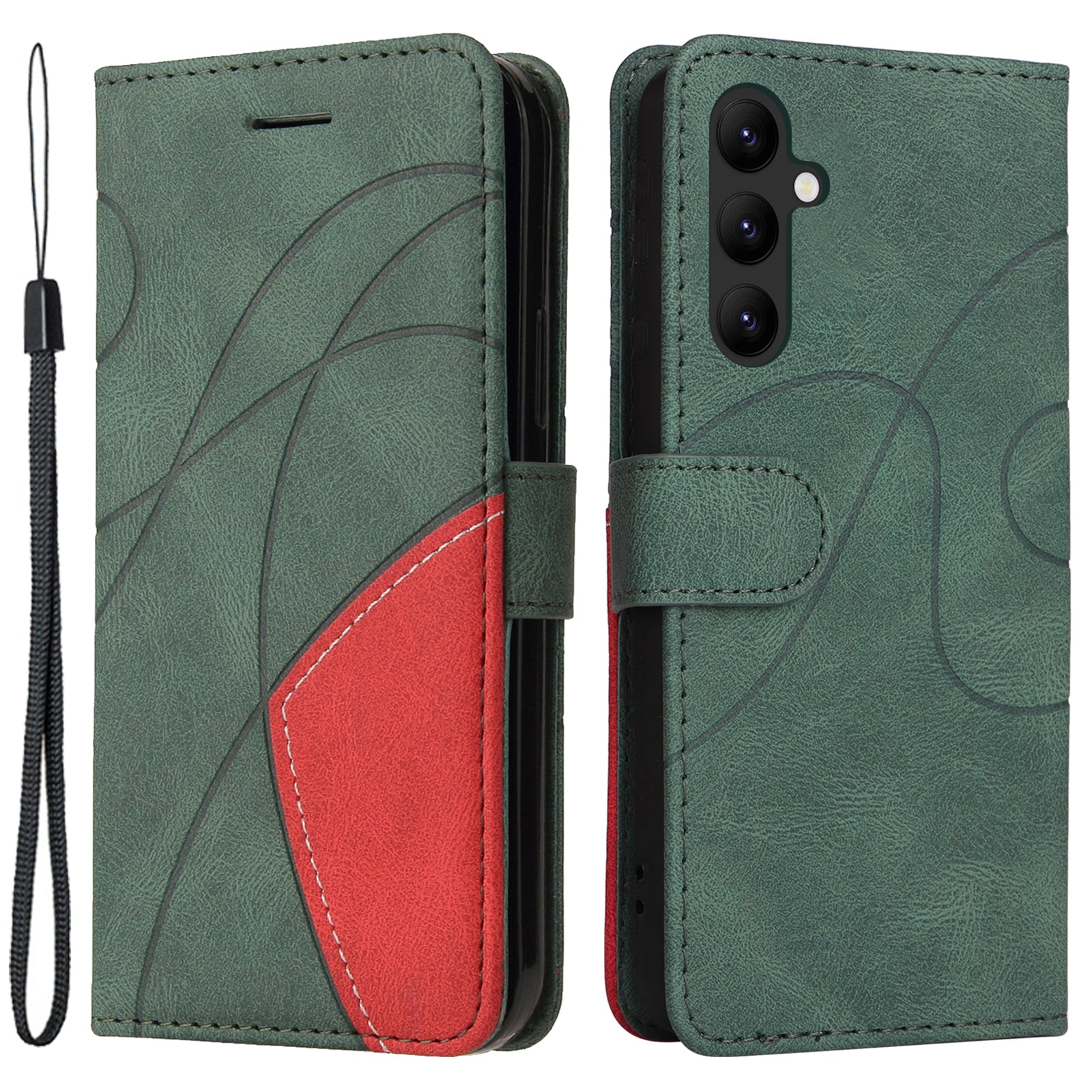 KT Leather Series-1 For Samsung Galaxy A24 4G Anti-drop Stand Phone Case Wallet Dual-color Splicing Leather Cover