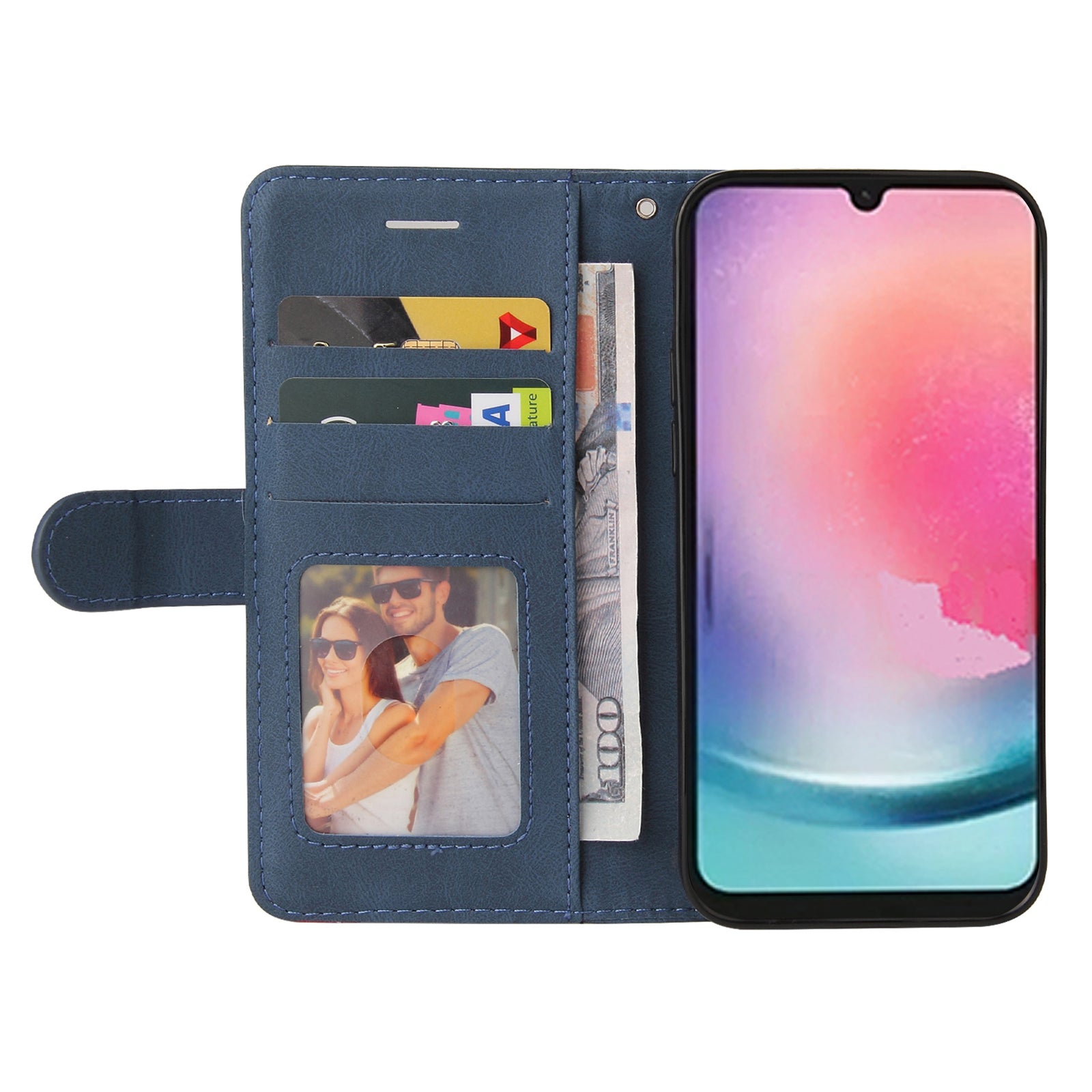 KT Leather Series-1 For Samsung Galaxy A24 4G Anti-drop Stand Phone Case Wallet Dual-color Splicing Leather Cover