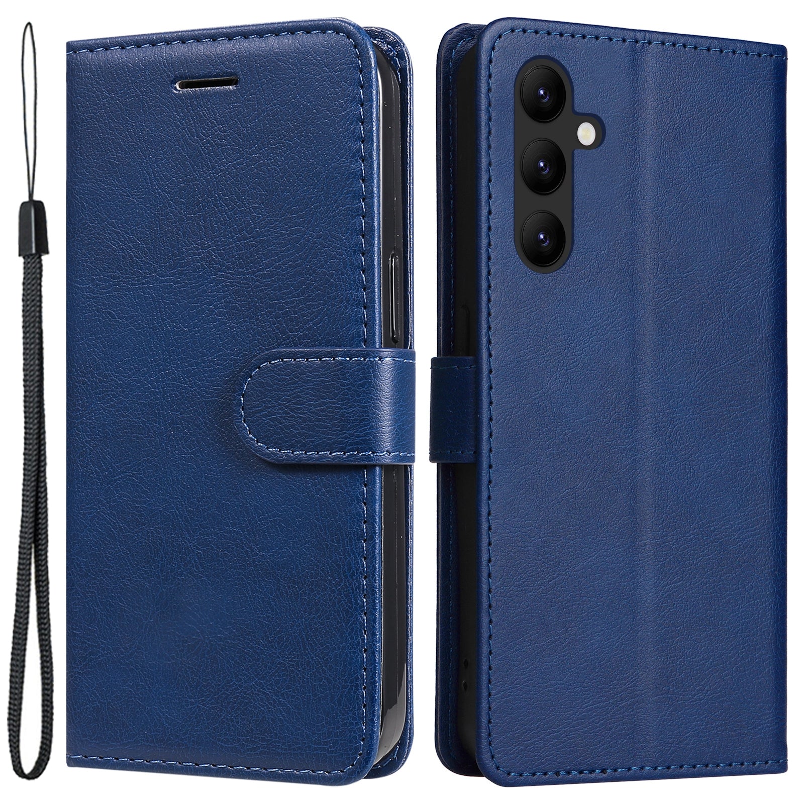 KT Leather Series-2 For Samsung Galaxy A24 4G Phone Stand Case Solid Color PU Leather Wallet Cover with Strap