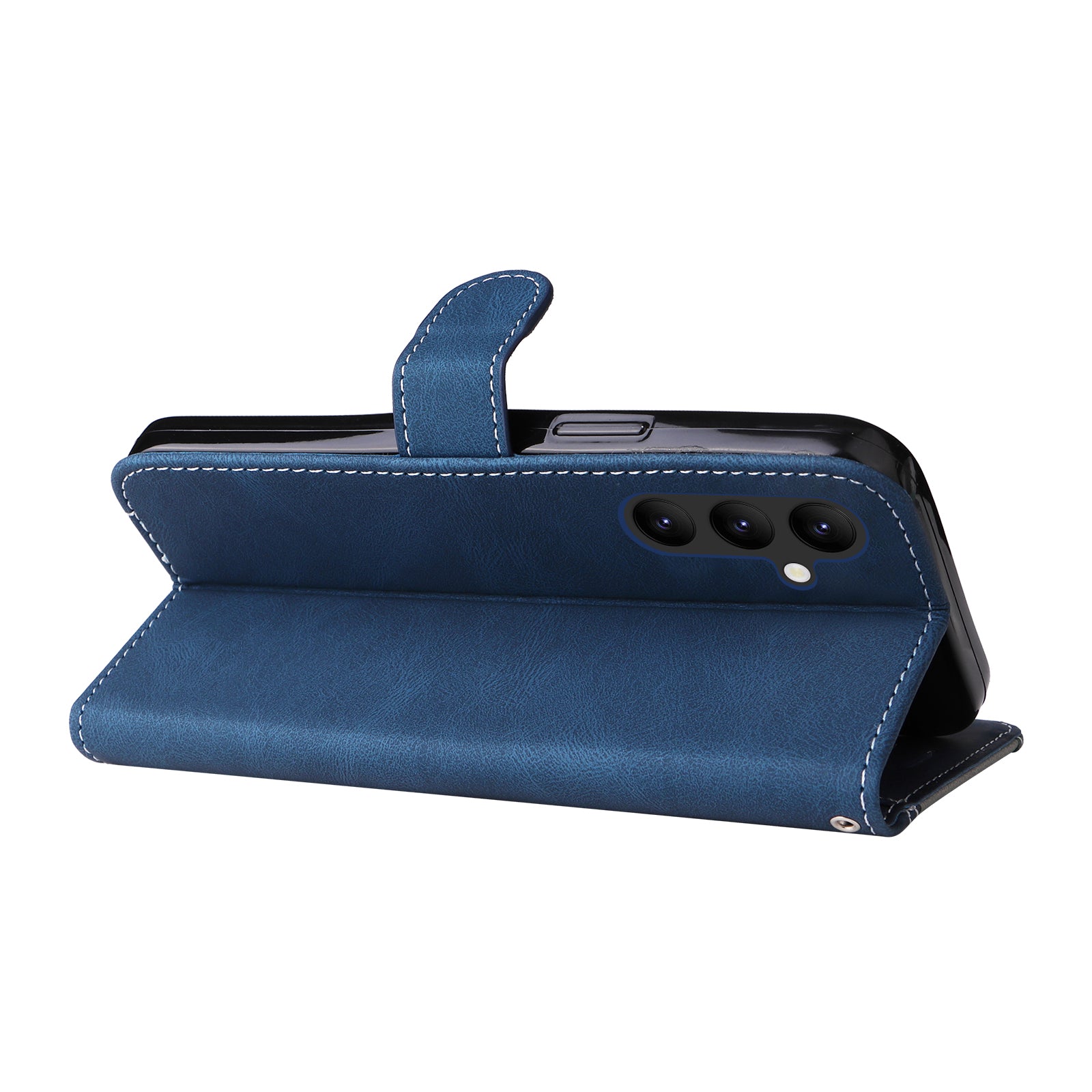 KT Leather Series-5 for Samsung Galaxy A24 4G Tri-color Splicing Phone Leather Case with Strap Stand Wallet Cell Phone Cover