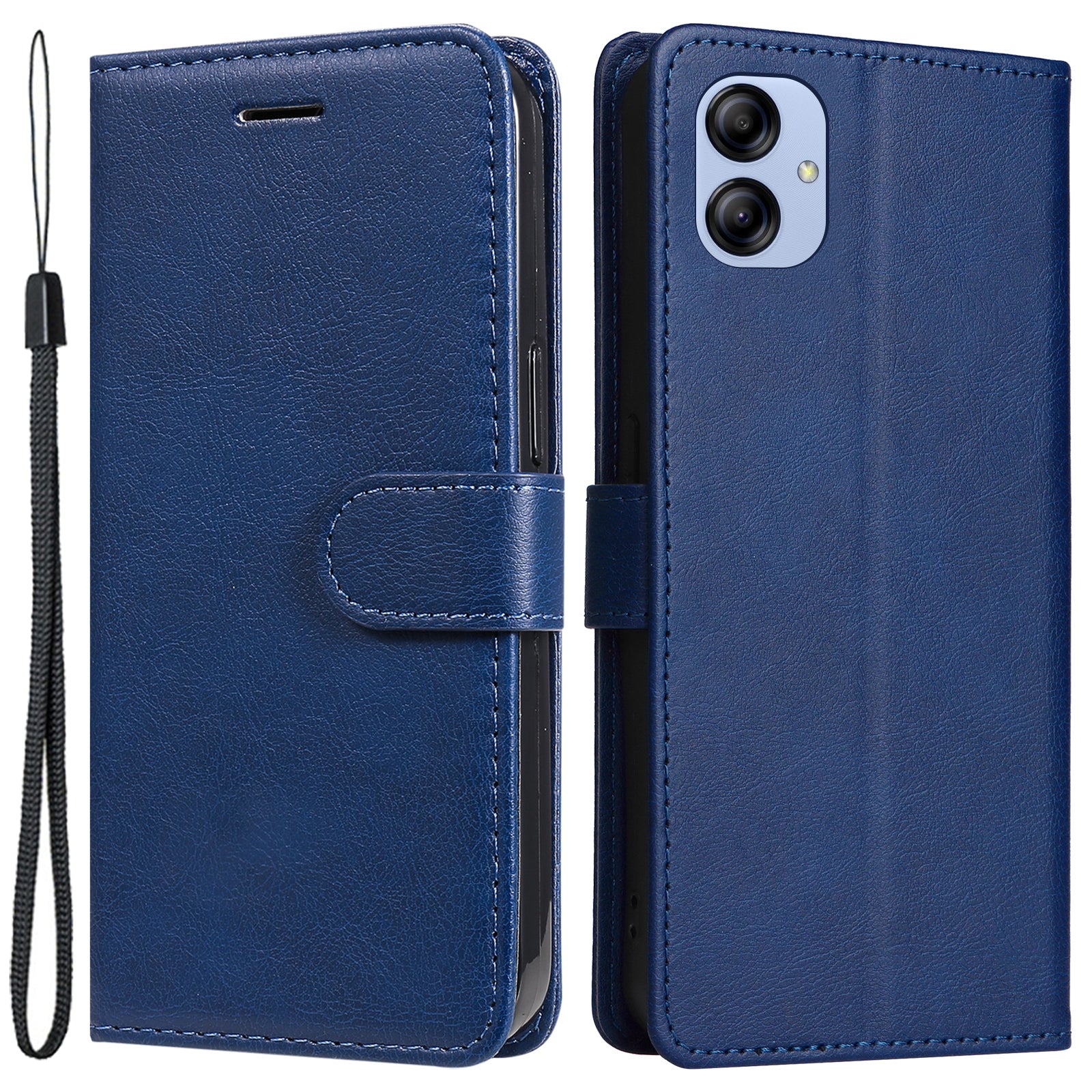KT Leather Series-2 Stand Wallet Case for Samsung Galaxy A04e 4G / F04 4G / M04 4G Solid Color PU Leather Phone Cover with Strap