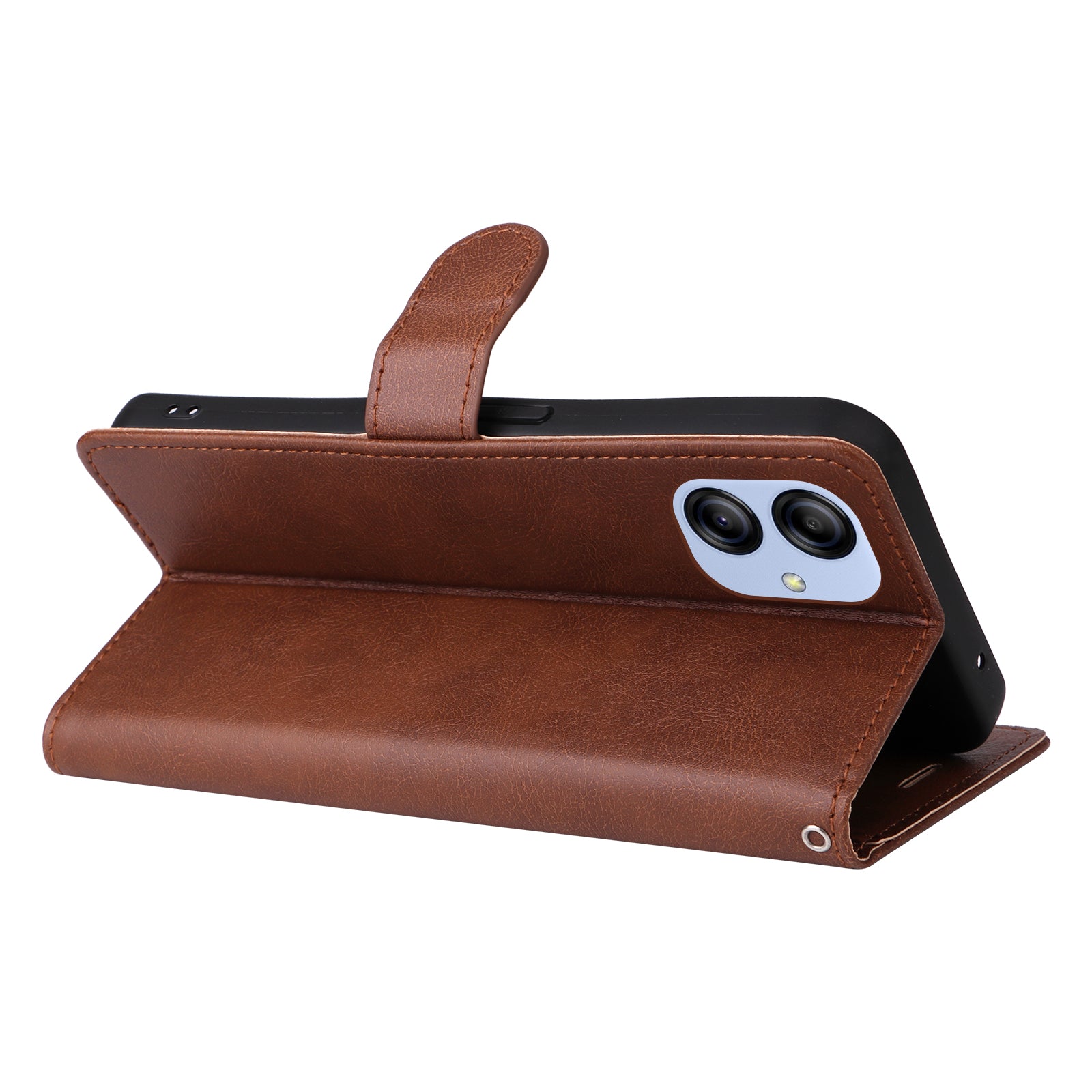 KT Leather Series-2 Stand Wallet Case for Samsung Galaxy A04e 4G / F04 4G / M04 4G Solid Color PU Leather Phone Cover with Strap