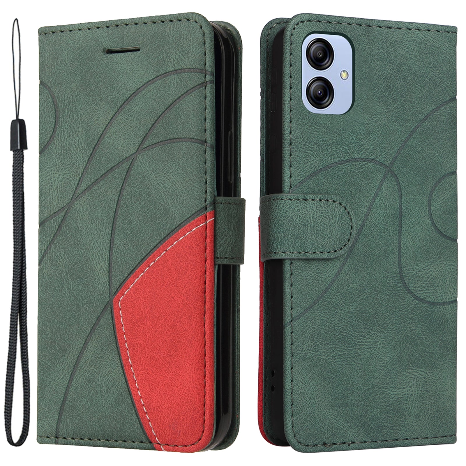 KT Leather Series-1 For Samsung Galaxy A04e 4G / F04 4G / M04 4G Stand Phone Case Wallet Anti-drop Dual-color Splicing Leather Cover
