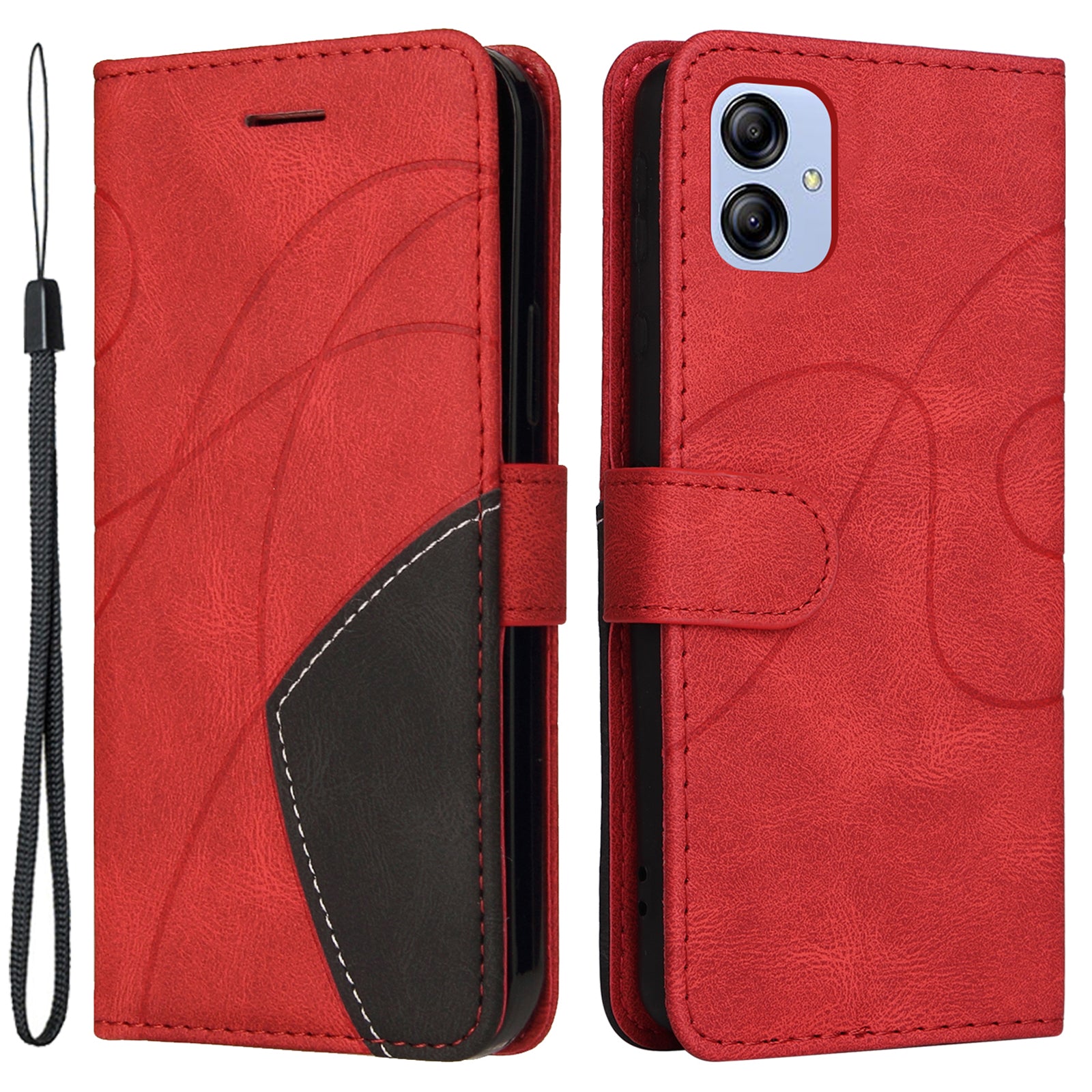 KT Leather Series-1 For Samsung Galaxy A04e 4G / F04 4G / M04 4G Stand Phone Case Wallet Anti-drop Dual-color Splicing Leather Cover