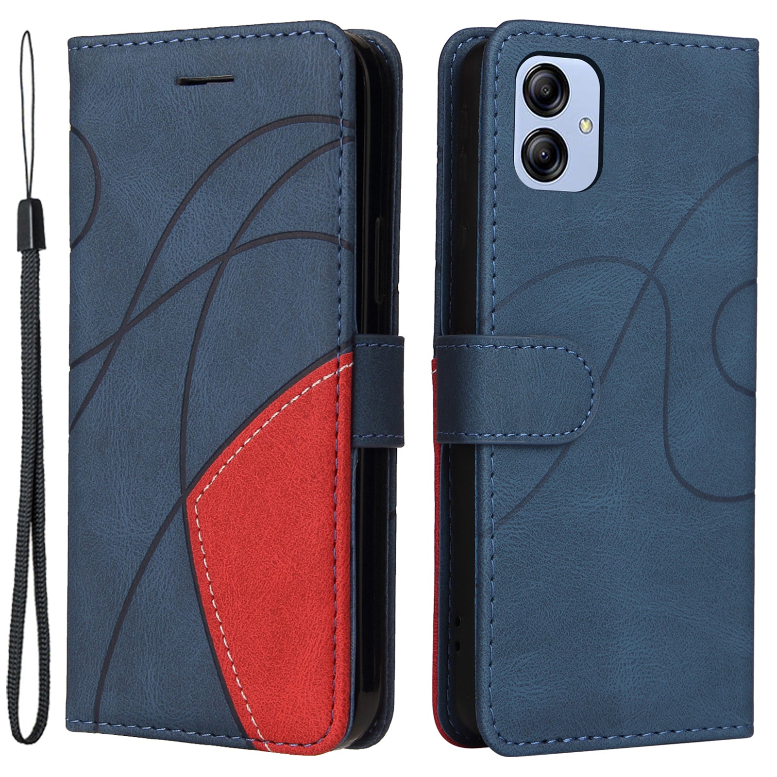 KT Leather Series-1 For Samsung Galaxy A04e 4G / F04 4G / M04 4G Stand Phone Case Wallet Anti-drop Dual-color Splicing Leather Cover