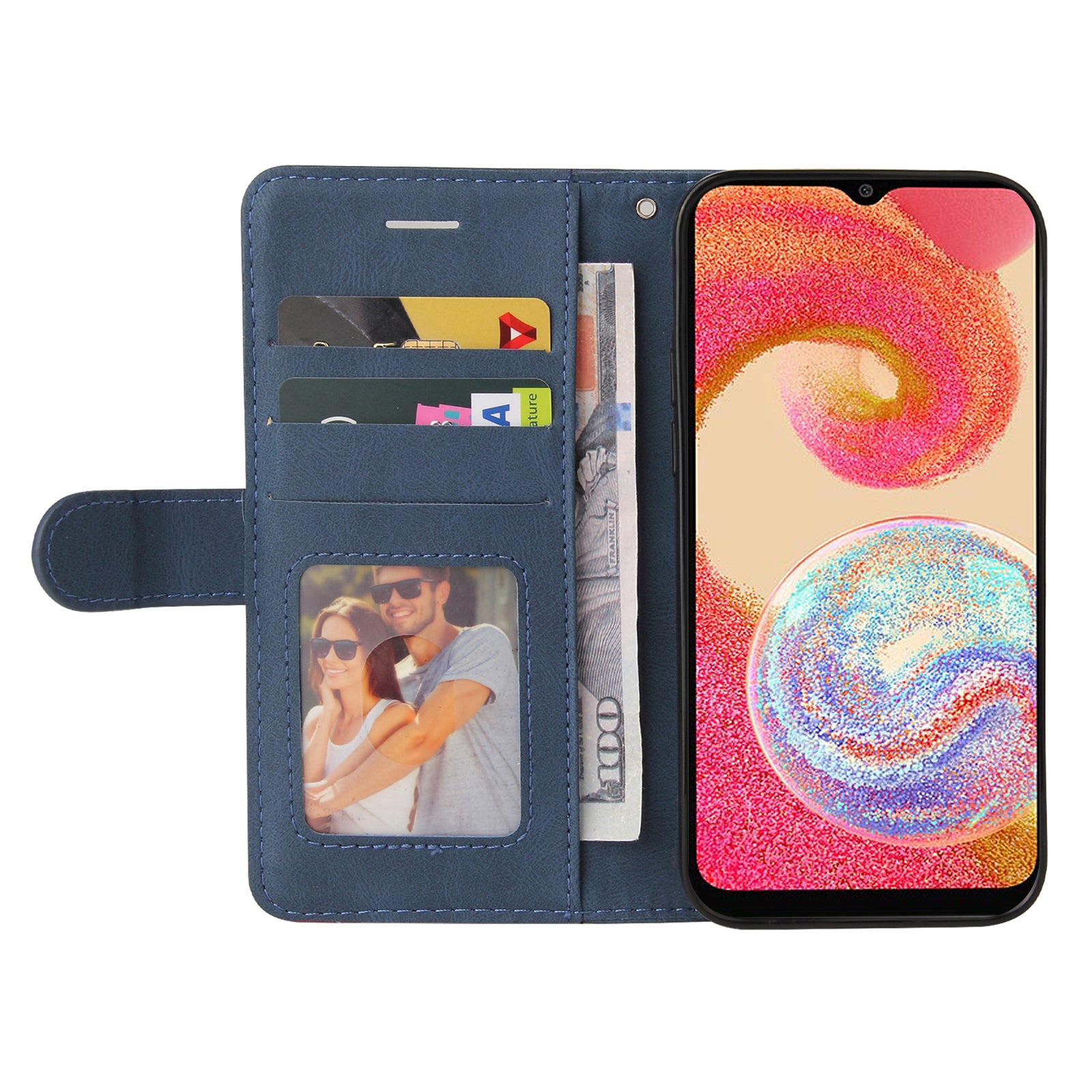 KT Leather Series-1 For Samsung Galaxy A04e 4G / F04 4G / M04 4G Stand Phone Case Wallet Anti-drop Dual-color Splicing Leather Cover