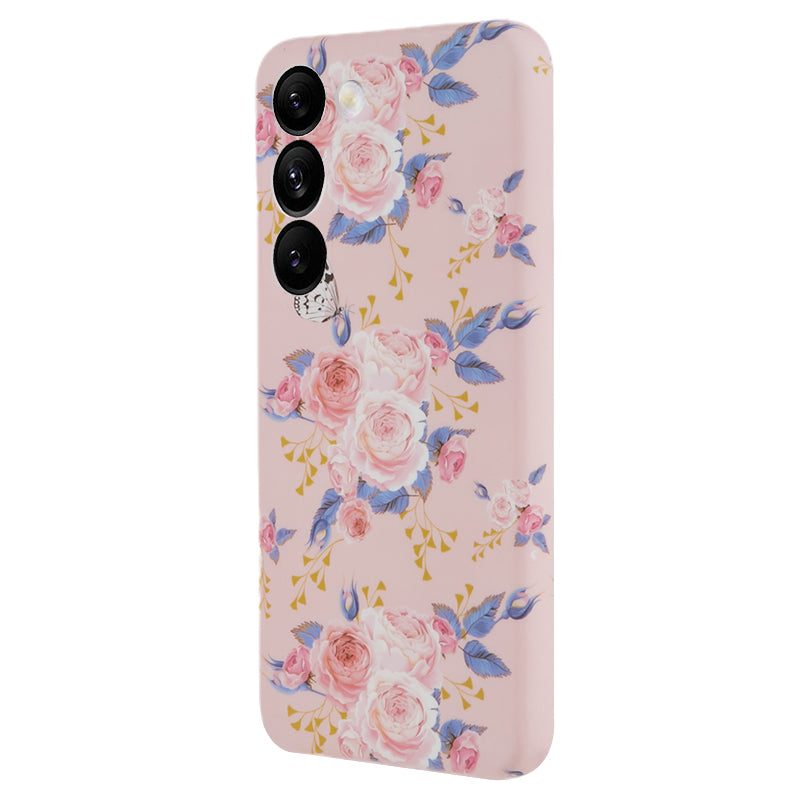 For Samsung Galaxy S23 Drop Protection Soft TPU Phone Case Flower Pattern IMD Back Cover