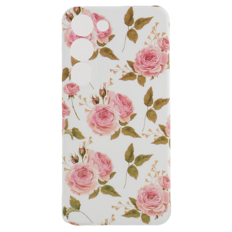 For Samsung Galaxy S23 Drop Protection Soft TPU Phone Case Flower Pattern IMD Back Cover