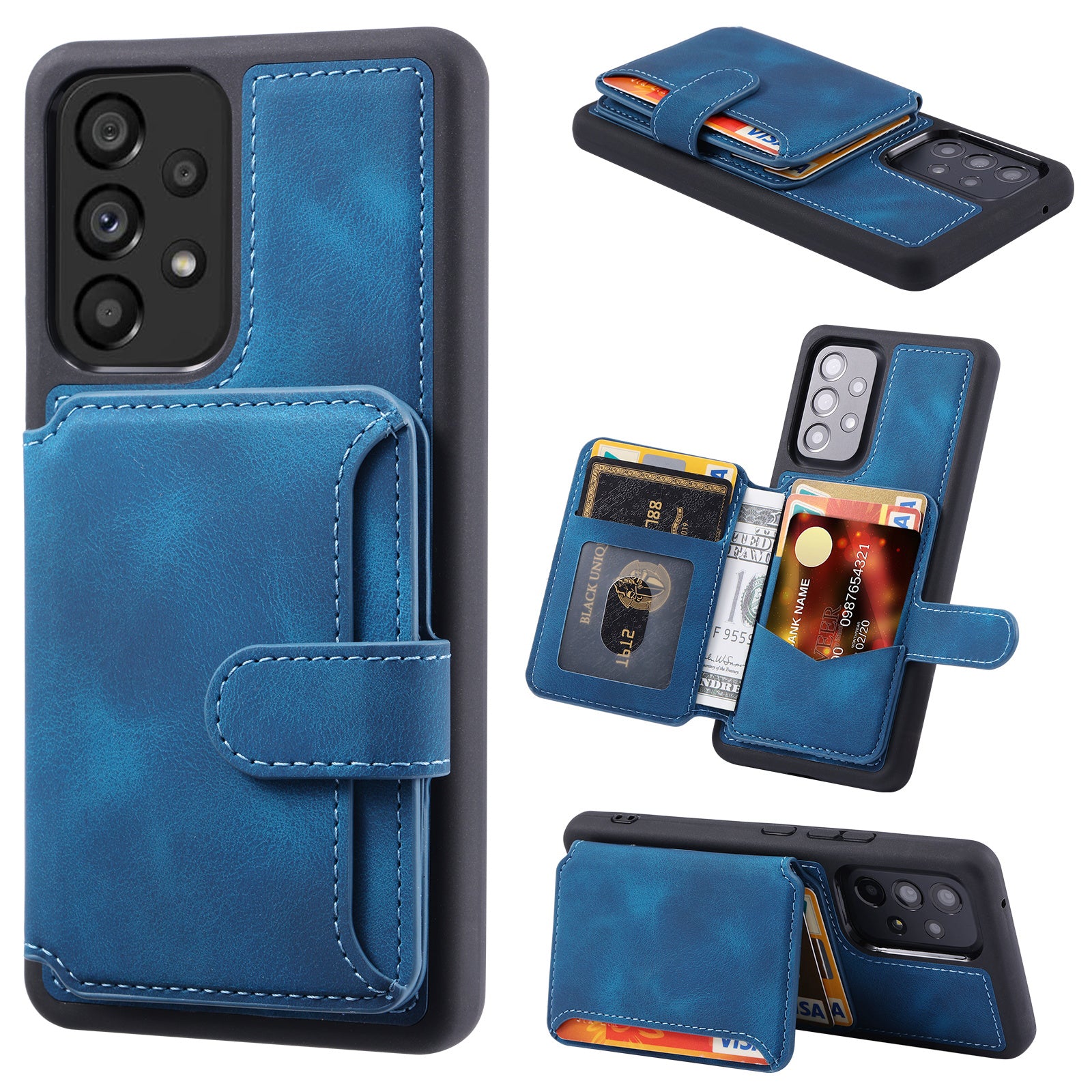 For Samsung Galaxy A53 5G RFID Blocking Leather TPU Phone Case Wallet Kickstand Smartphone Cover