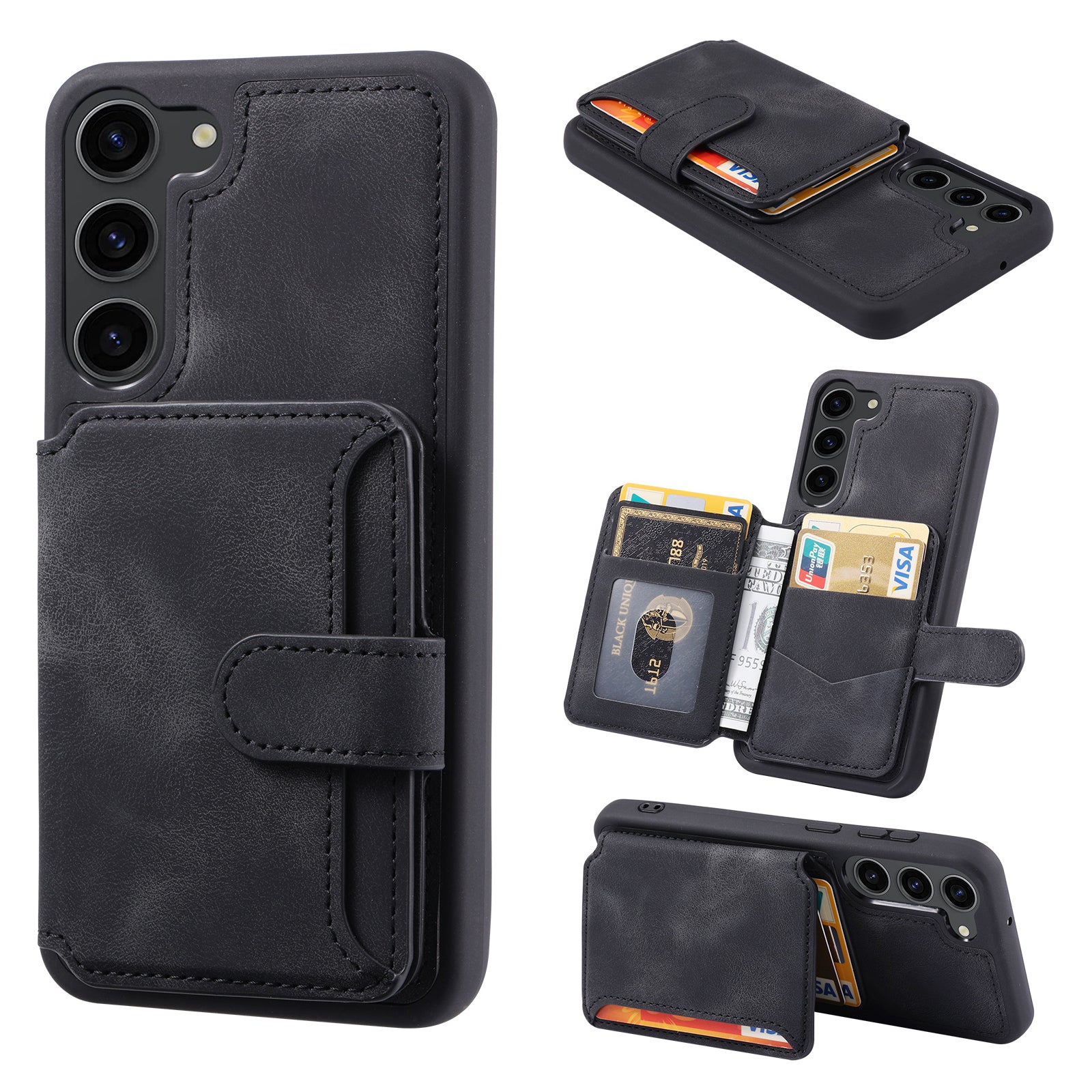 For Samsung Galaxy S23 Phone Case RFID Blocking Kickstand Wallet Phone Leather TPU Phone Cover