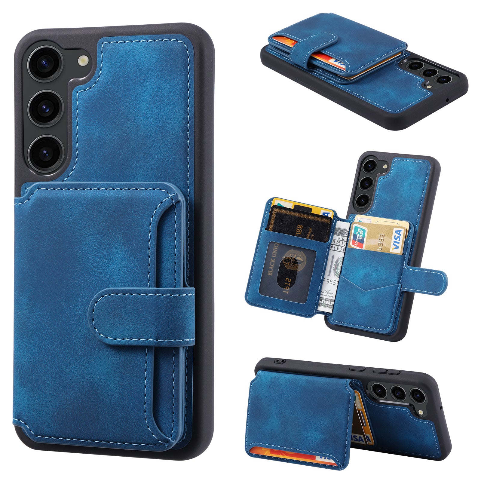 For Samsung Galaxy S23 Phone Case RFID Blocking Kickstand Wallet Phone Leather TPU Phone Cover