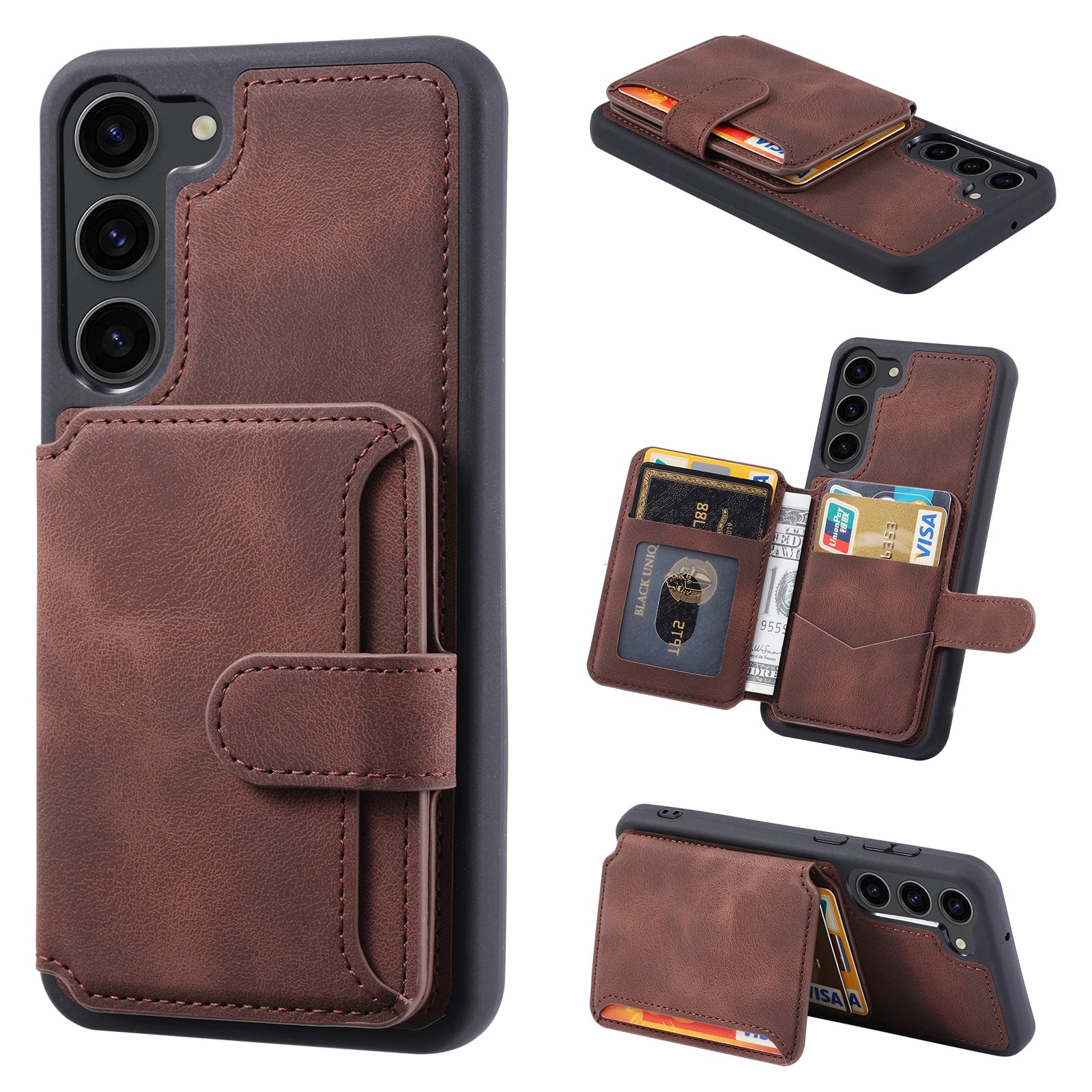 For Samsung Galaxy S23 Phone Case RFID Blocking Kickstand Wallet Phone Leather TPU Phone Cover