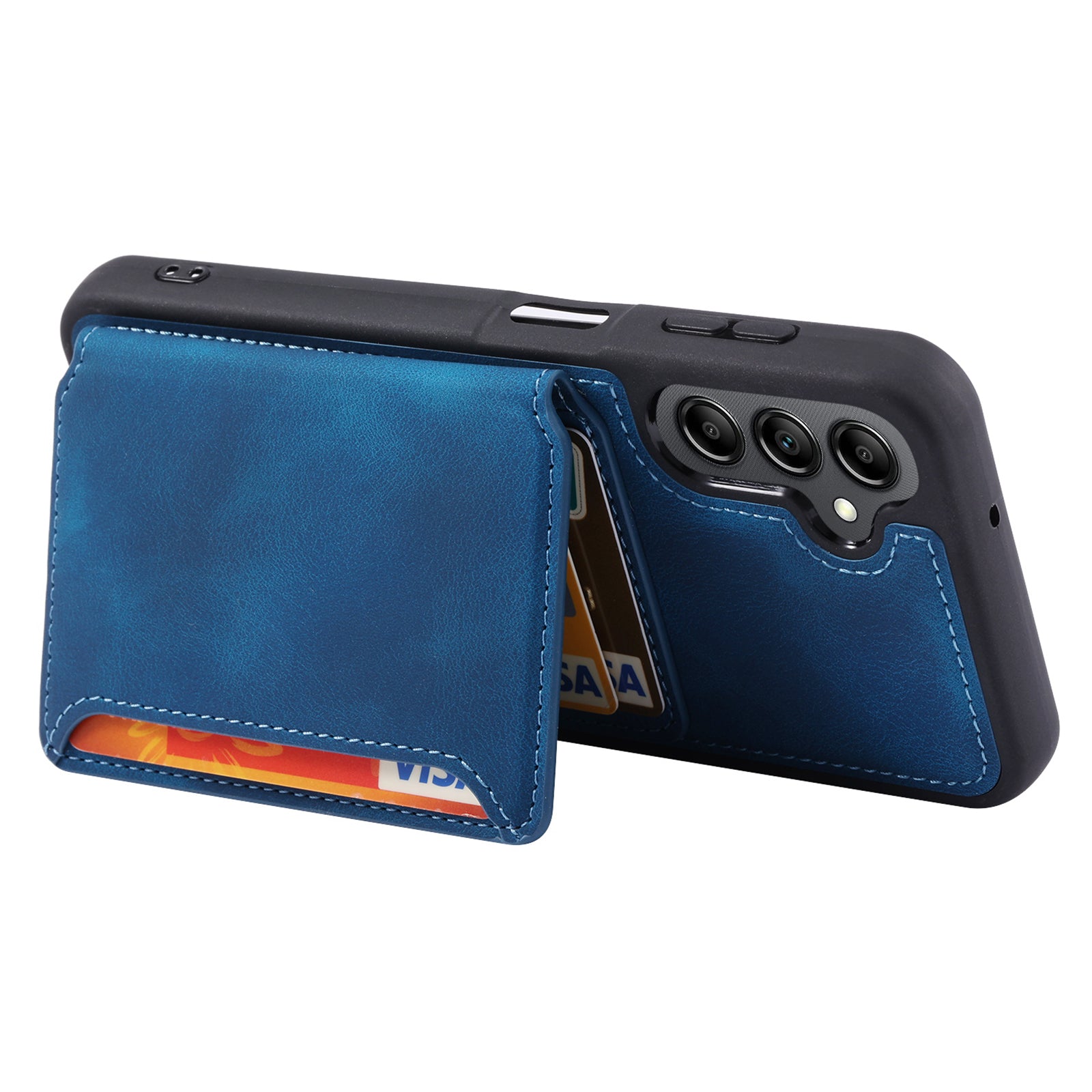 For Samsung Galaxy A14 5G RFID Blocking Phone Cover Kickstand Wallet Leather Coated TPU Case