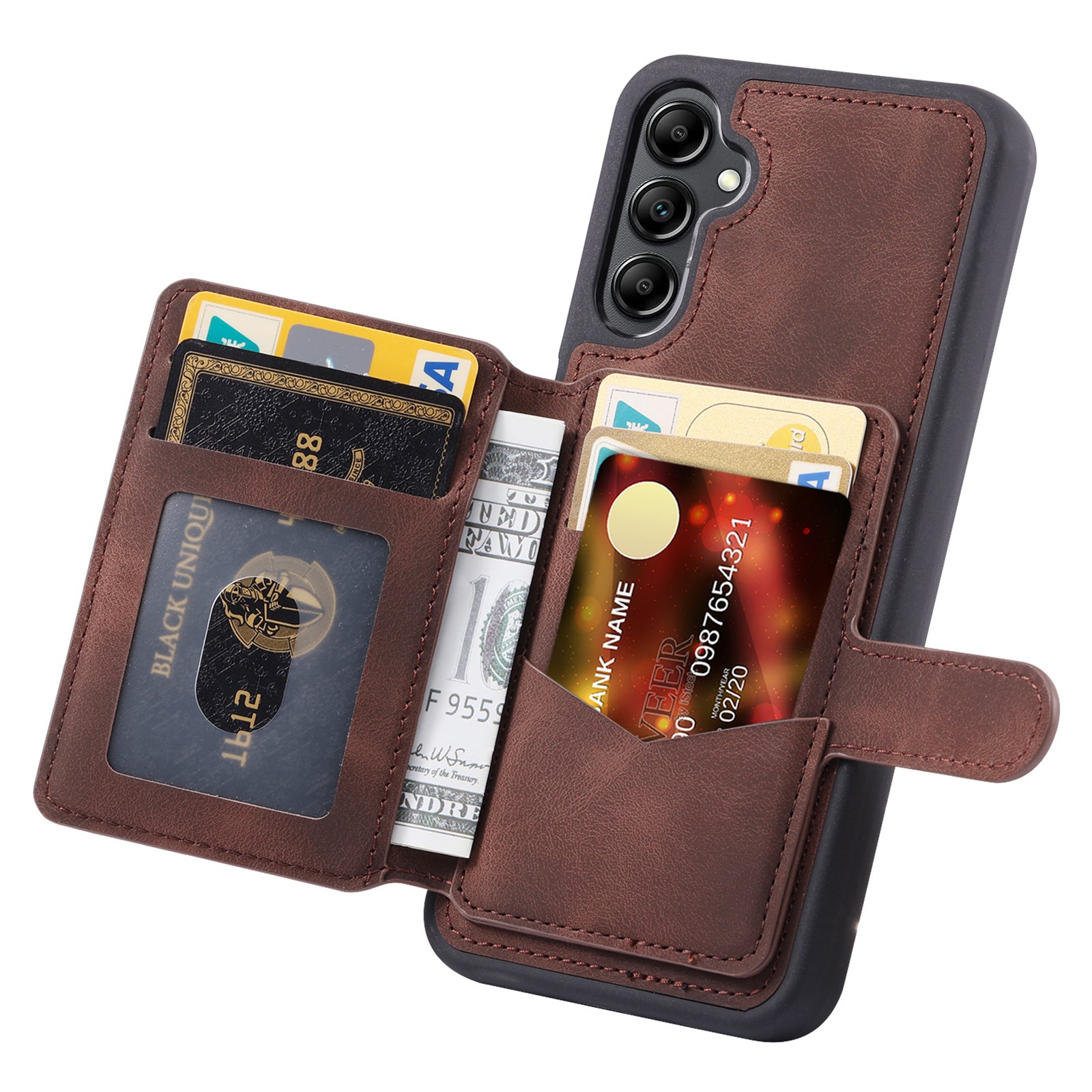 For Samsung Galaxy A34 5G Kickstand Phone Cover RFID Blocking Wallet PU Leather Coated TPU Case