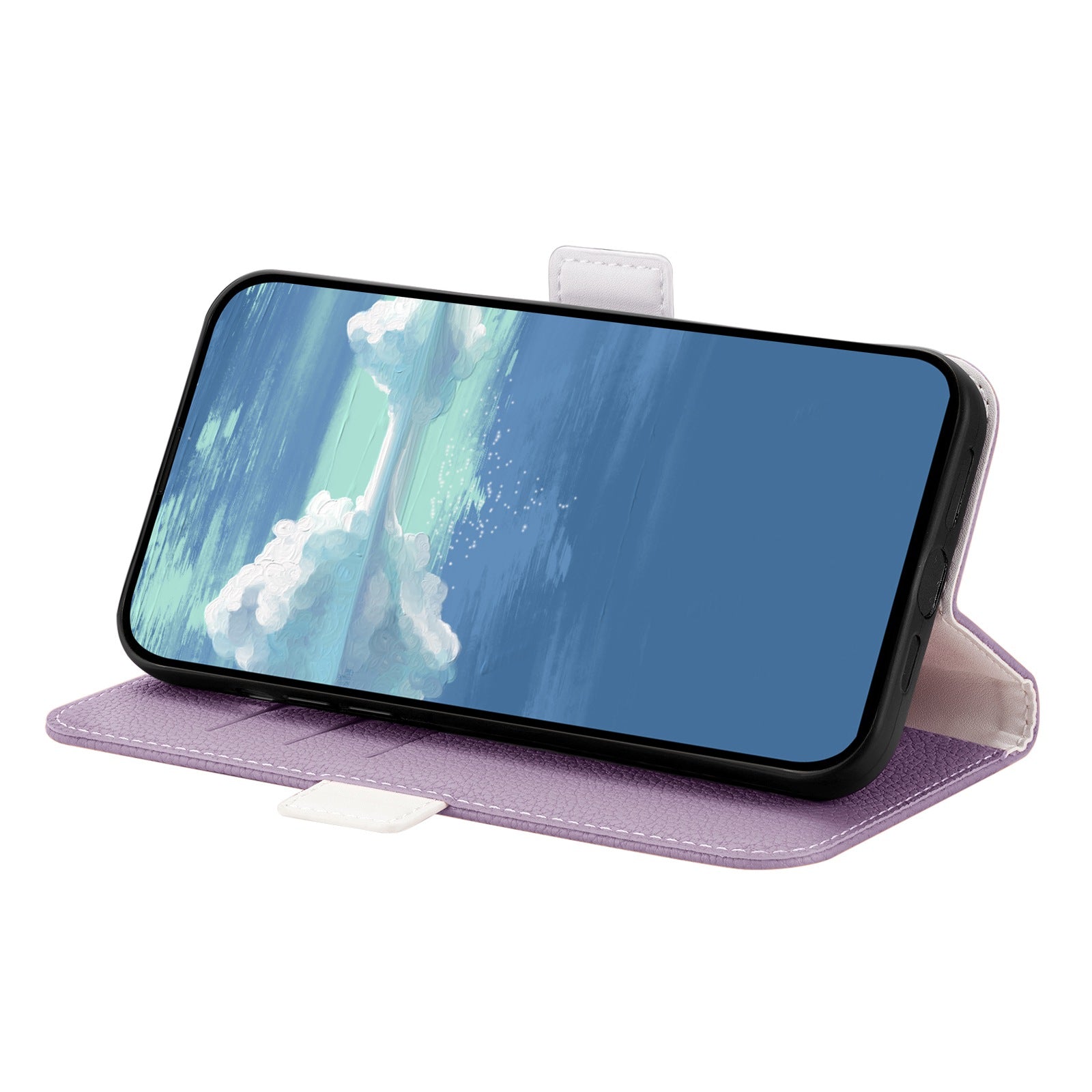 Phone Case Stand Wallet for Samsung Galaxy A34 5G Litchi Texture Candy Color PU Leather Full Protection Cover