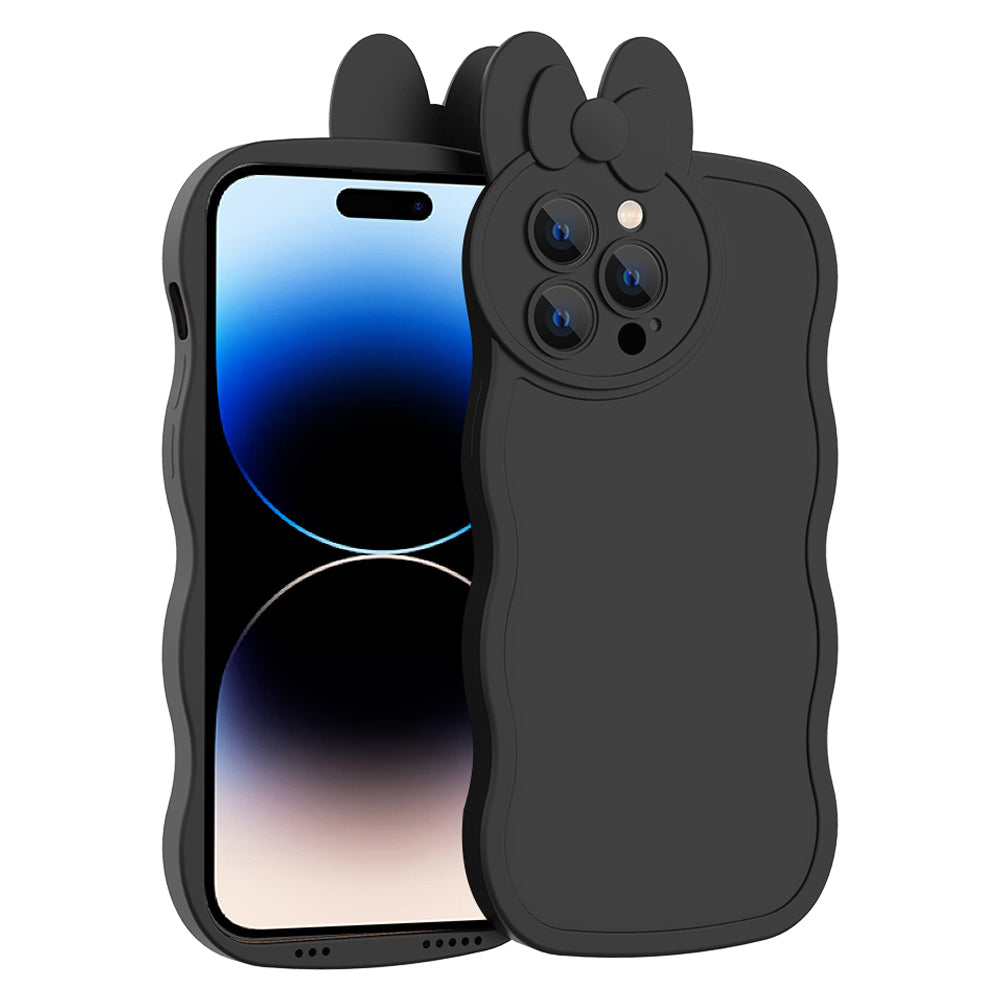 Pro iPhone 14 Pro tekuté silikonové pouzdro na telefon Roztomilý králičí hladký ochranný kryt s ochranou objektivu