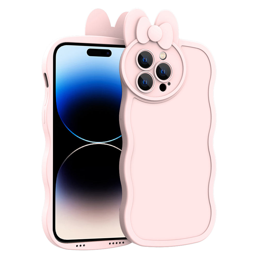 Pro iPhone 14 Pro tekuté silikonové pouzdro na telefon Roztomilý králičí hladký ochranný kryt s ochranou objektivu