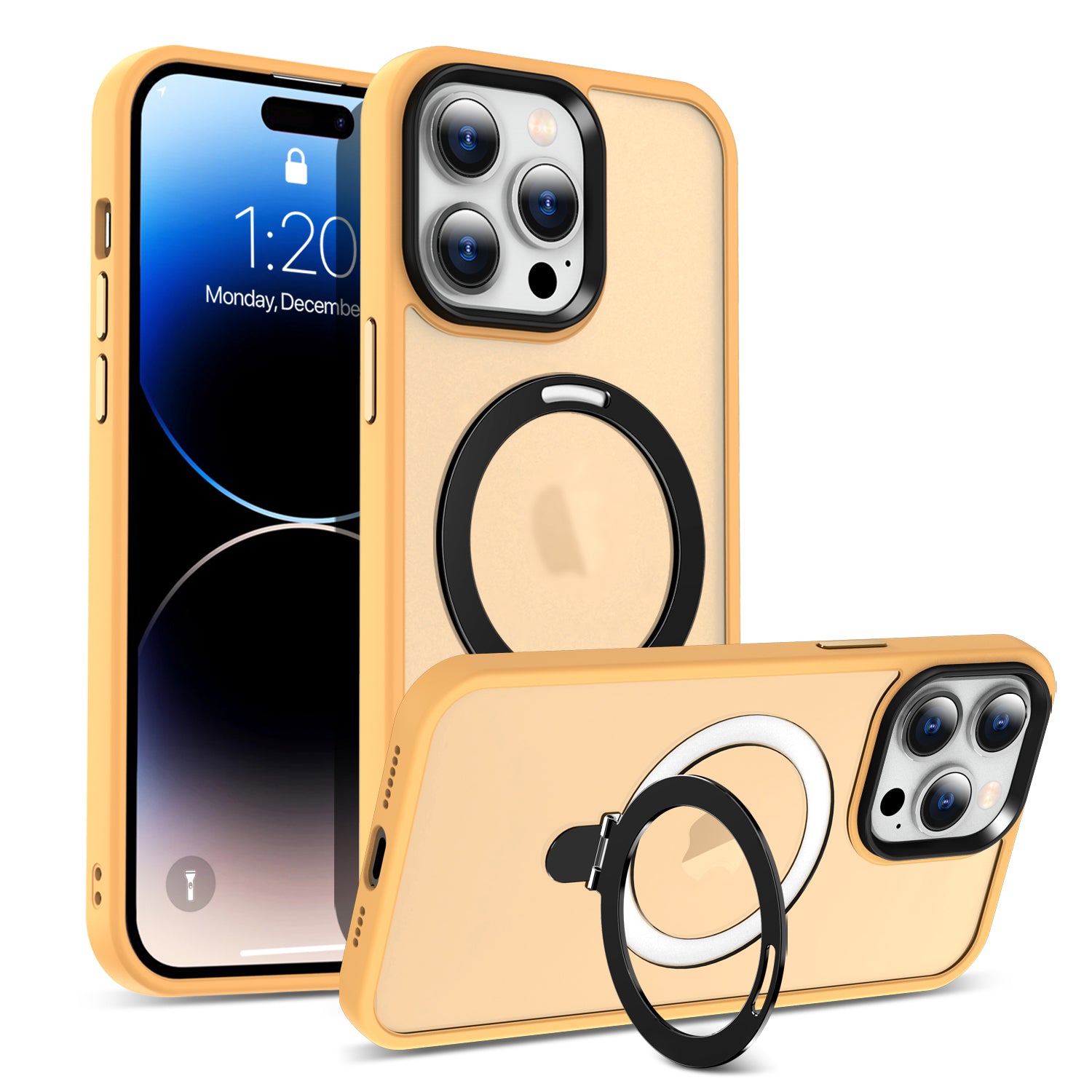 Pro iPhone 14 Pro magnetické pouzdro na telefon kompatibilní s ochranným krytem MagSafe PC TPU Ring Kickstand