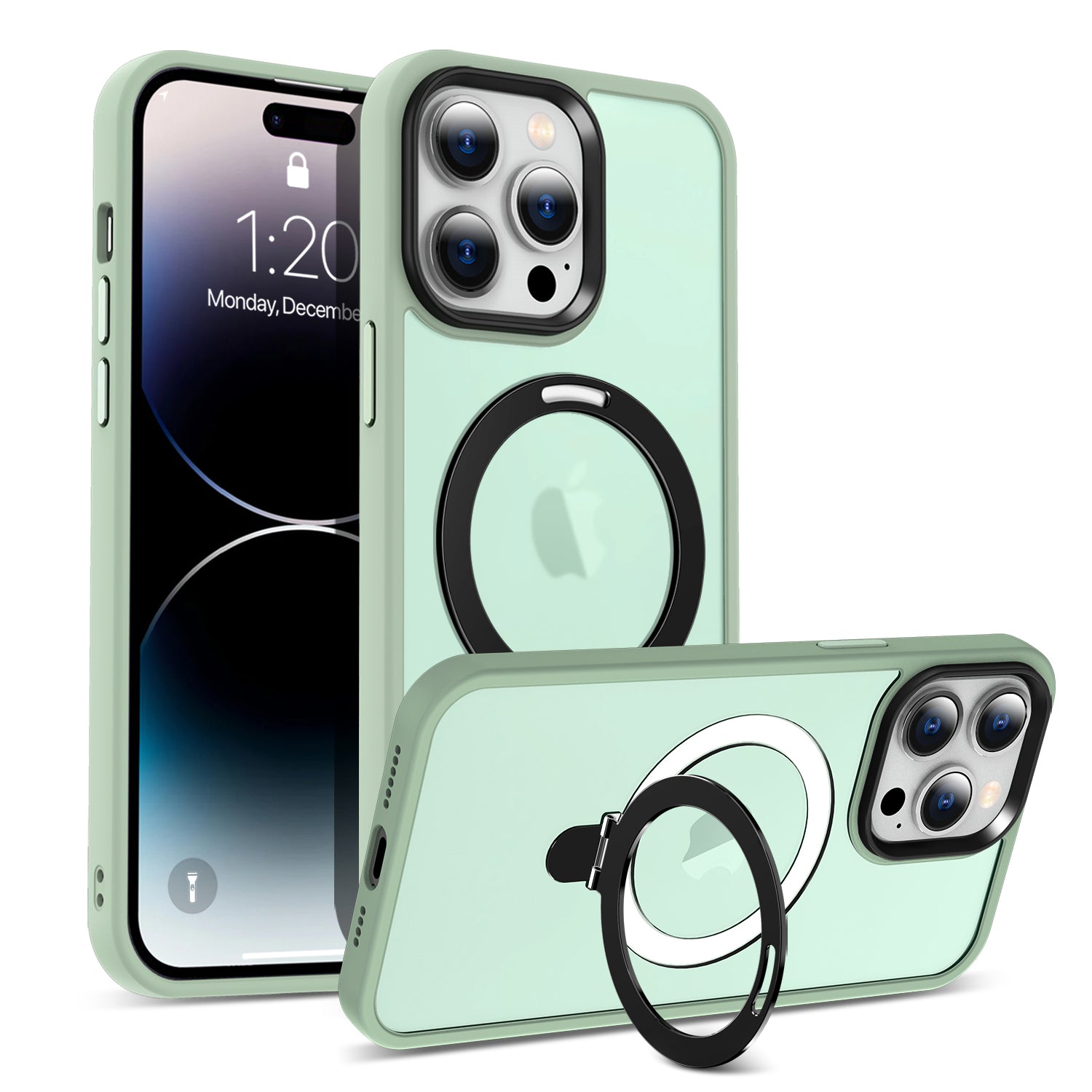 Pro iPhone 14 Pro magnetické pouzdro na telefon kompatibilní s ochranným krytem MagSafe PC TPU Ring Kickstand