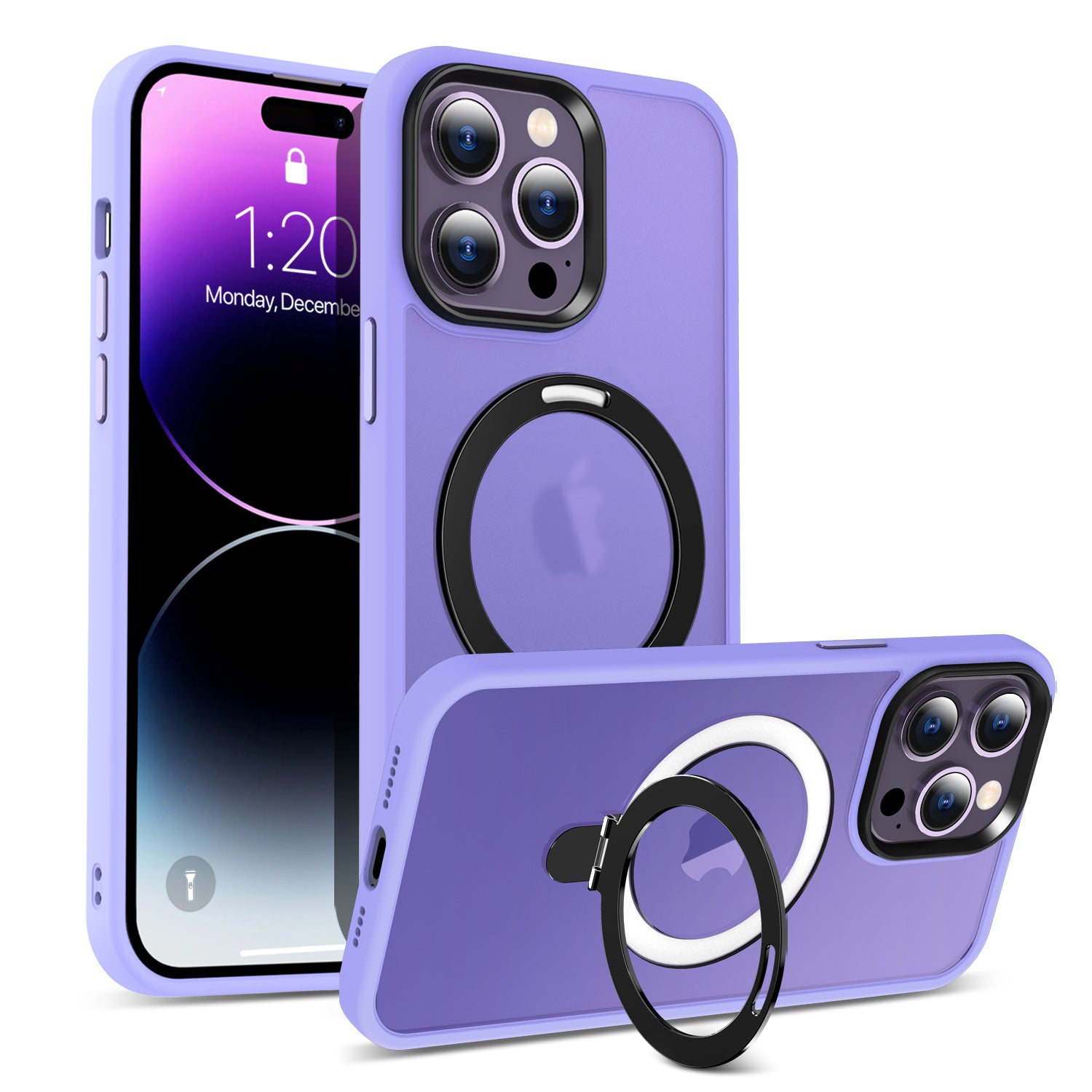 Pro iPhone 14 Pro magnetické pouzdro na telefon kompatibilní s ochranným krytem MagSafe PC TPU Ring Kickstand