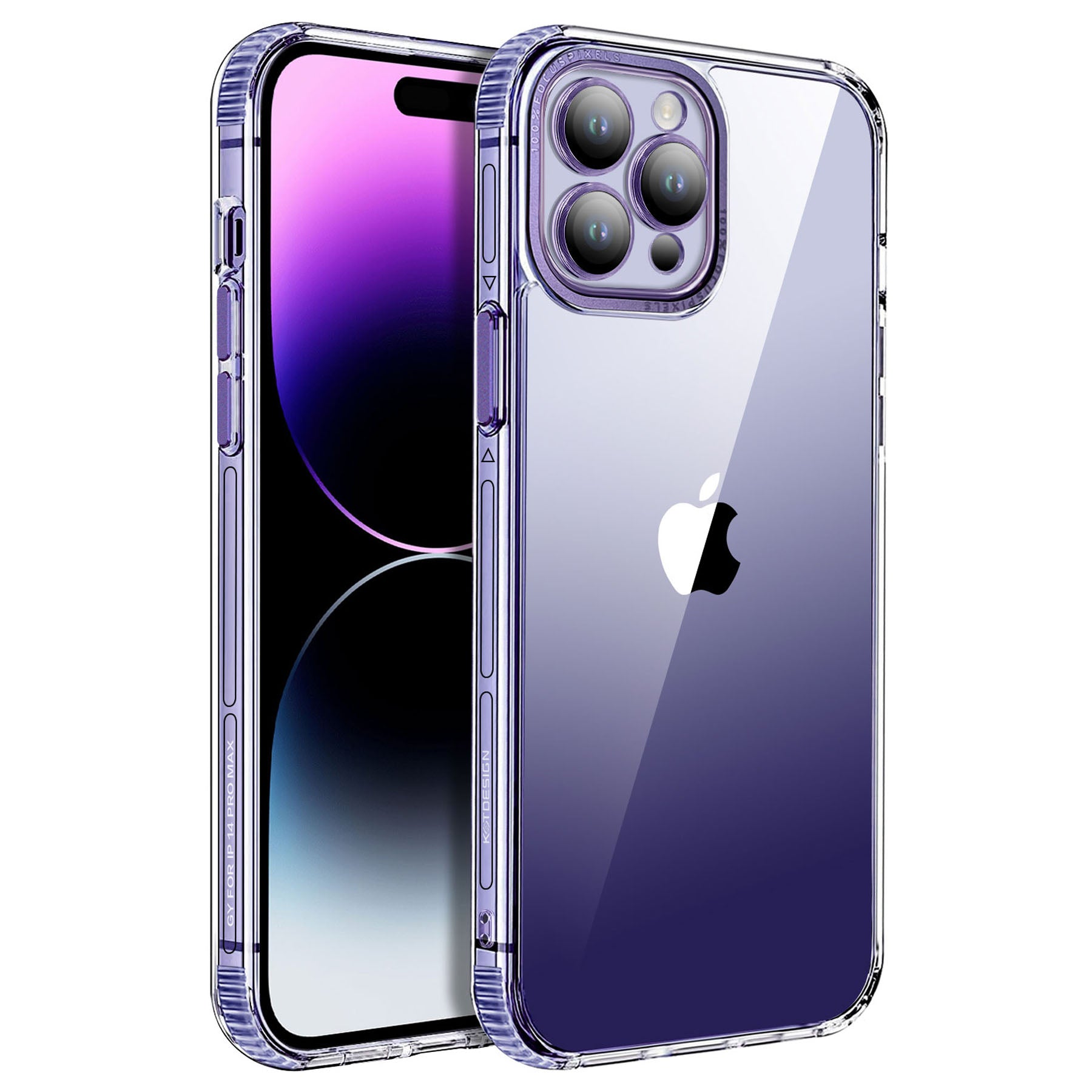 KSTDESIGN Acrylic TPU Case for iPhone 14 Pro Max Anti-Scratch Slim Phone Case with Glass Lens Protector