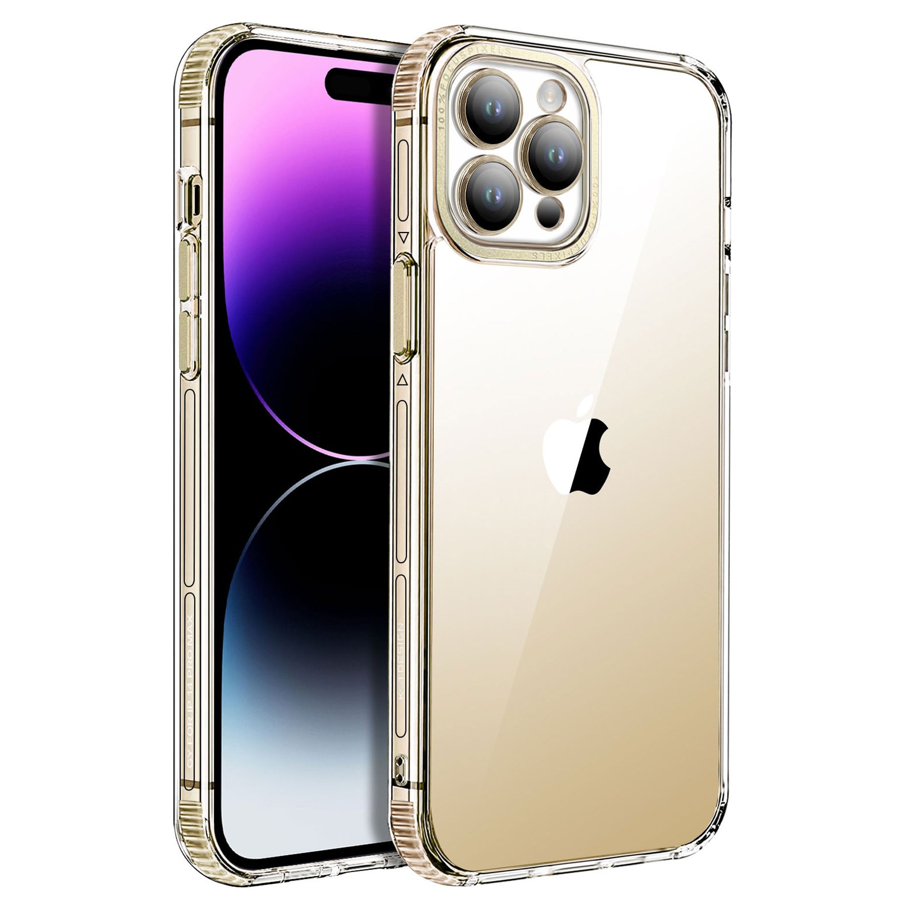 KSTDESIGN Acrylic TPU Case for iPhone 14 Pro Max Anti-Scratch Slim Phone Case with Glass Lens Protector