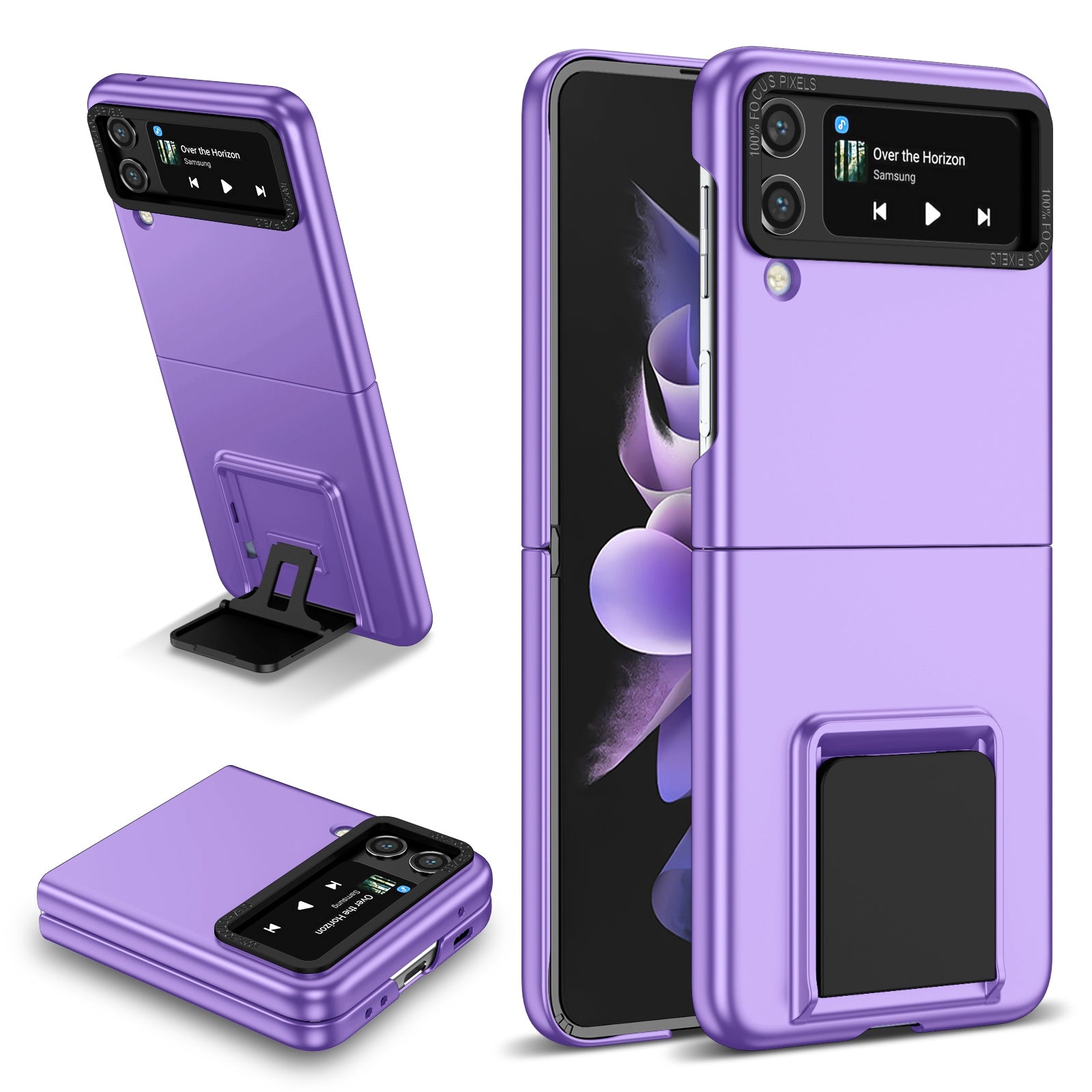 For Samsung Galaxy Z Flip3 5G Case Shockproof Flip Phone Case Hard PC Cover with Kickstand