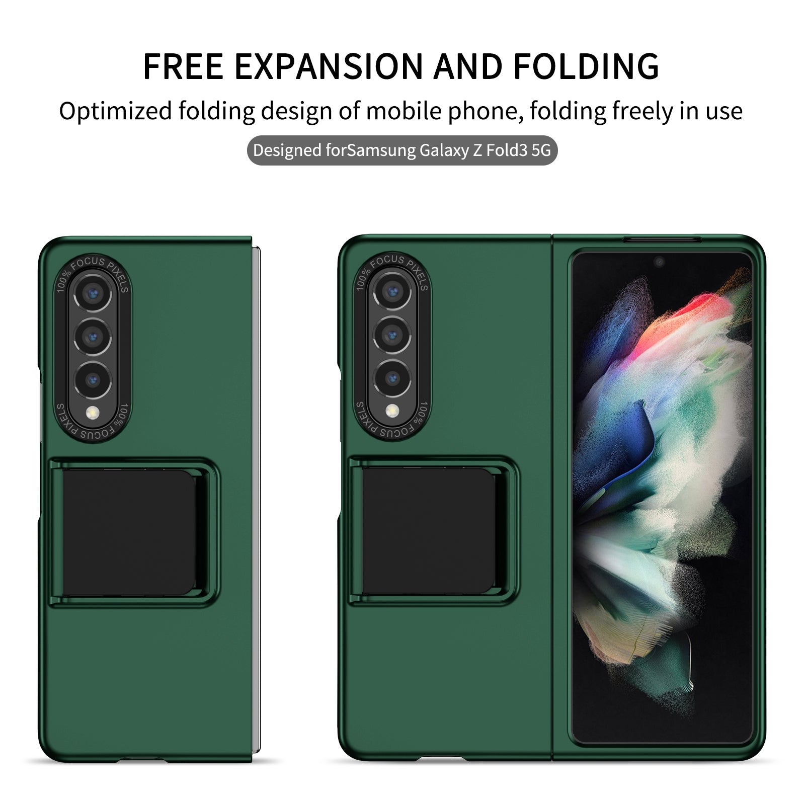 Protective Case for Samsung Galaxy Z Fold3 5G Hard PC Case Anti-Scratch Phone Cover with Kickstand