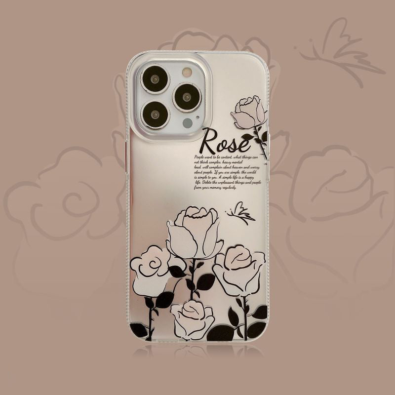 For iPhone 14 Pro Max TPU Phone Case Hot Stamping IMD Flower Pattern Printing Back Cover