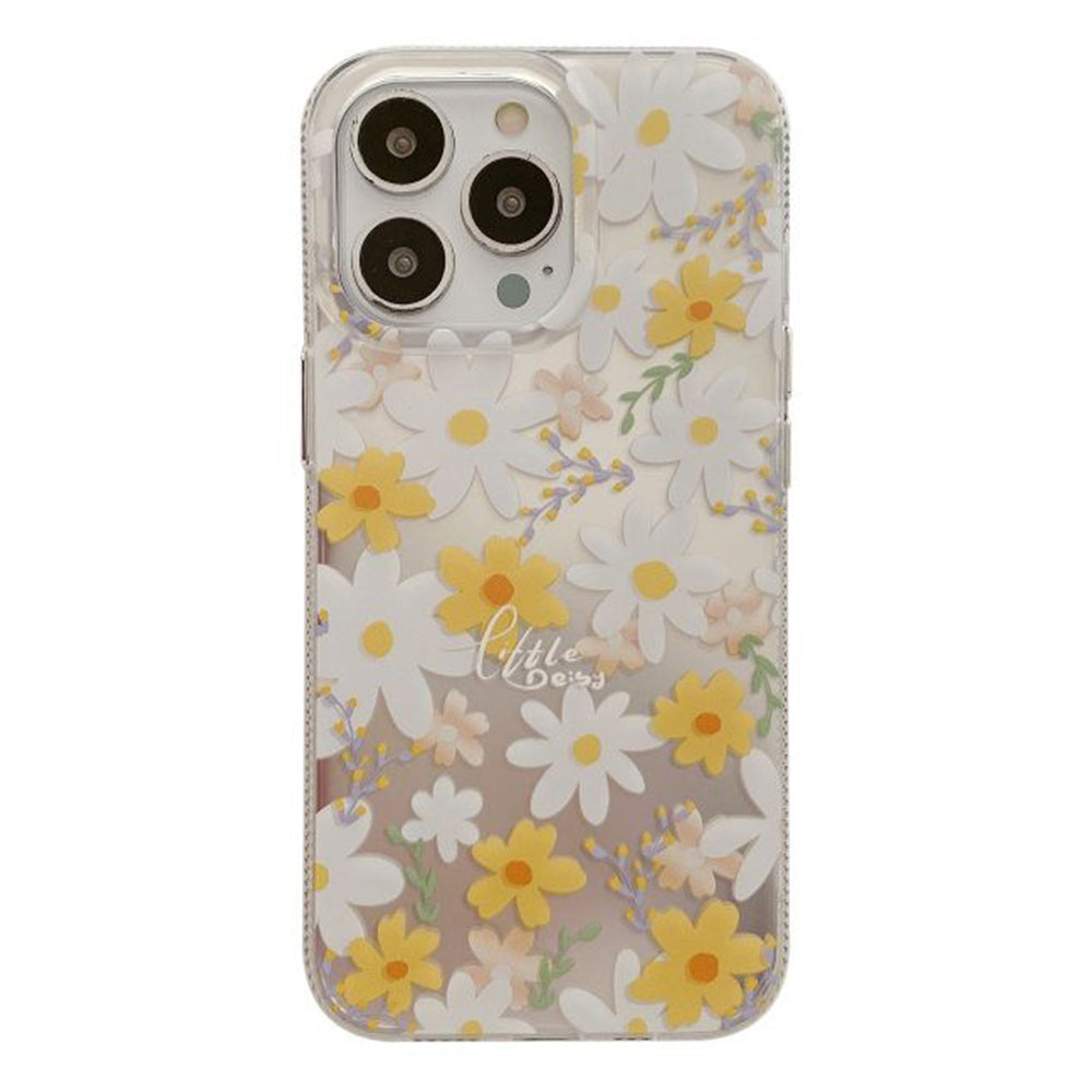 Phone Case for iPhone 14 Pro TPU Phone Cover Hot Stamping IMD Flower Pattern Printing Back Shell