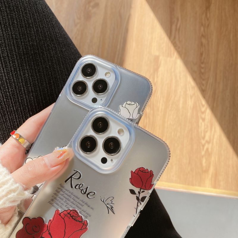 For iPhone 13 Pro Max 6.7 inch TPU Phone Case Hot Stamping IMD Flower Pattern Printing Back Cover