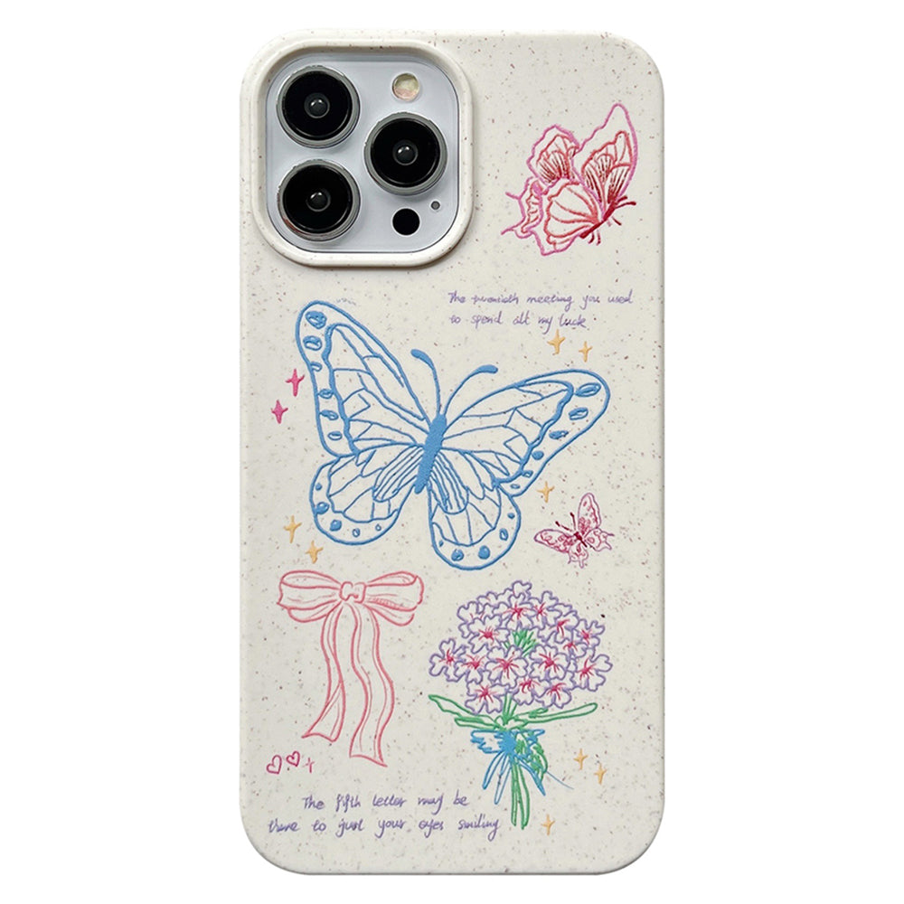 Telefonetui til iPhone 13 Pro Max 6,7 tommer Wheat Straw Nedbrydeligt Slim Cover Mønster Udskrivning Telefon Shell