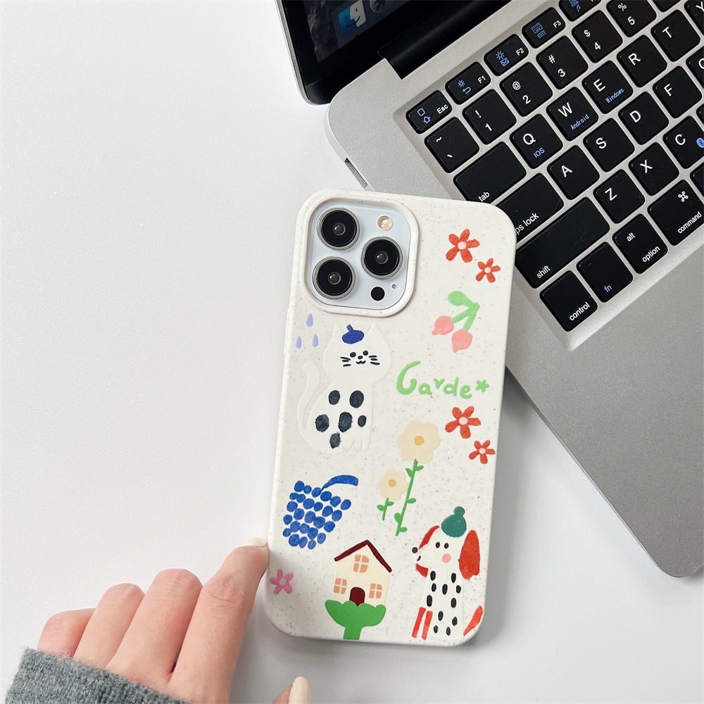 Telefonetui til iPhone 13 Pro Max 6,7 tommer Wheat Straw Nedbrydeligt Slim Cover Mønster Udskrivning Telefon Shell