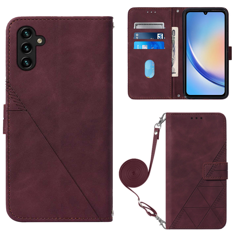 YB Imprinting Series-2 Phone Case for Samsung Galaxy A34 5G PU Leather Stand Wallet Flip Cover