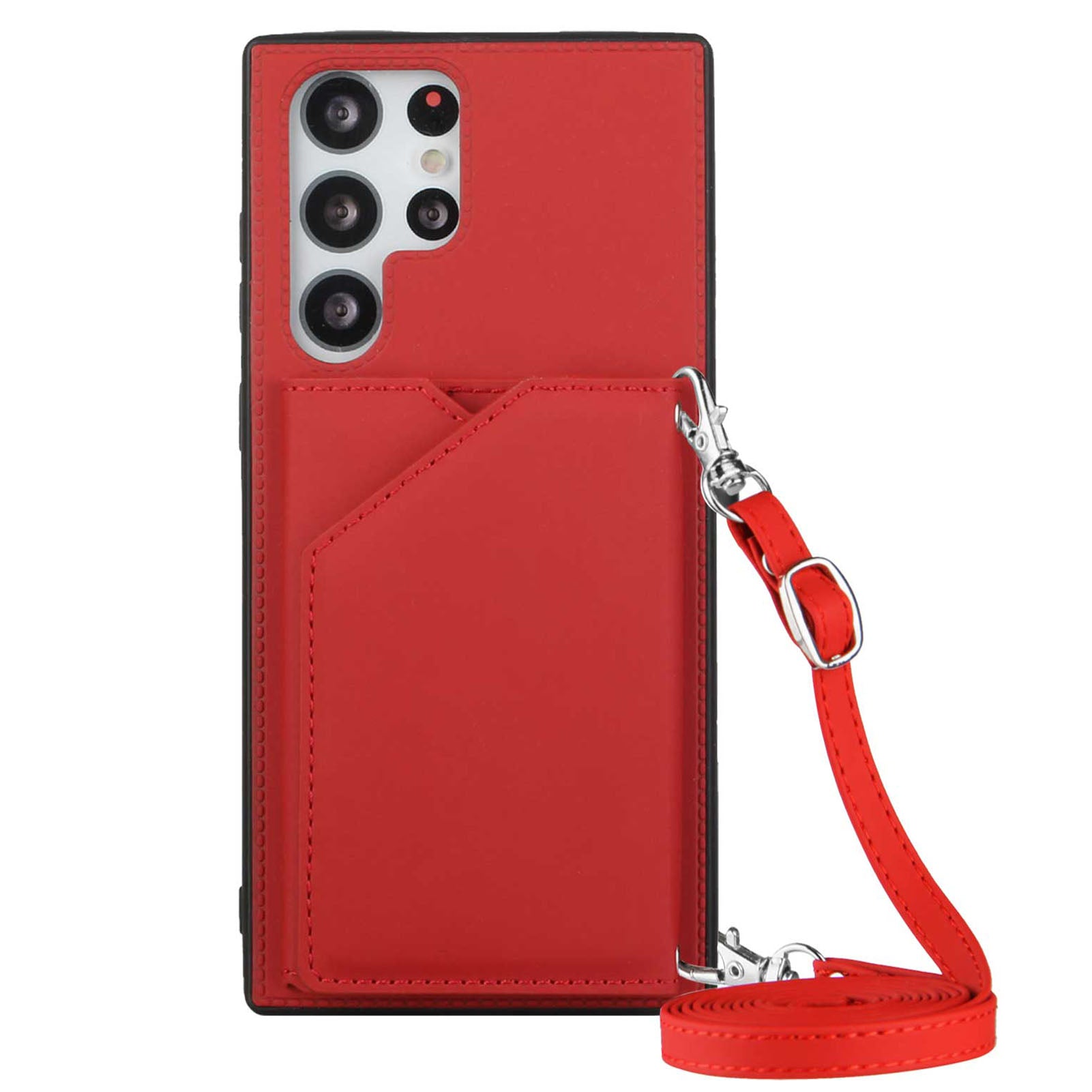 YB-1 Series Phone Cover for Samsung Galaxy S23 Ultra Card Holder Kickstand Skin-touch PU Leather Phone Case Shoulder Bag