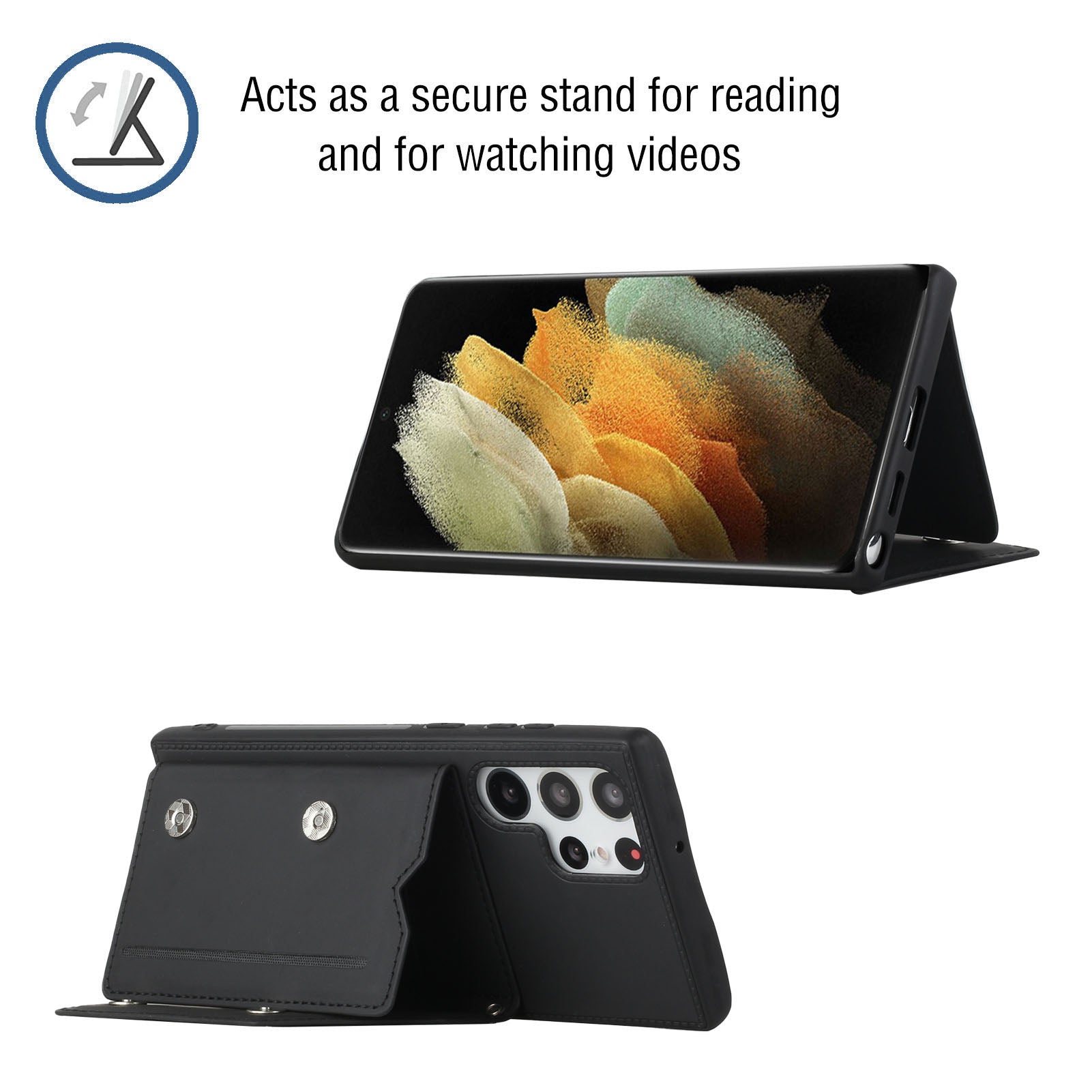 YB-1 Series Phone Cover for Samsung Galaxy S23 Ultra Card Holder Kickstand Skin-touch PU Leather Phone Case Shoulder Bag