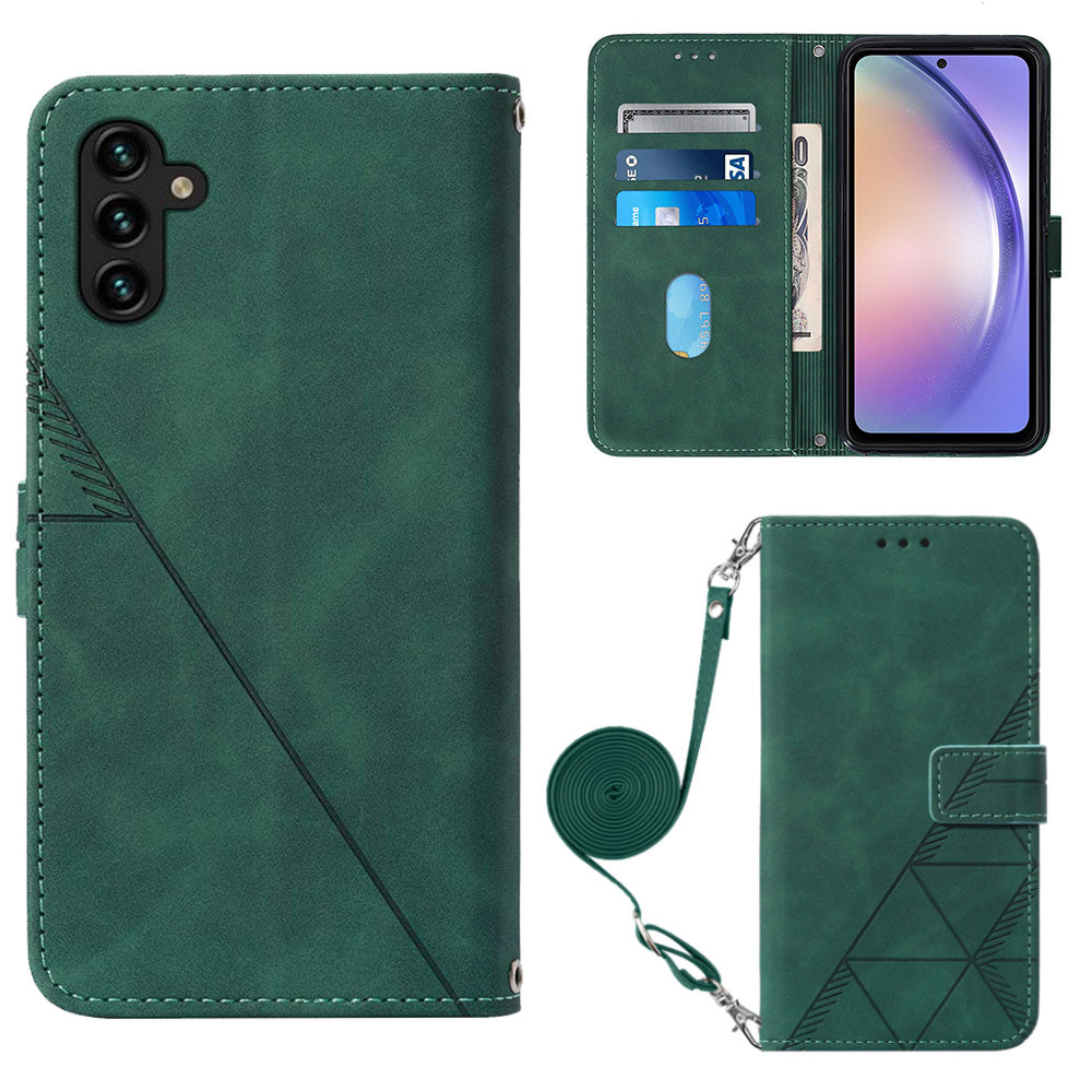 YB Imprinting Series-2 for Samsung Galaxy A54 5G PU Leather Phone Case Stand Wallet Shockproof Cover