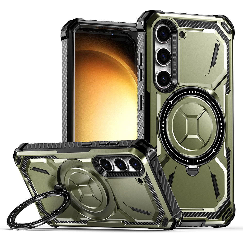 For Samsung Galaxy S23 Cell Phone Case PC TPU Magnetic Phone Cover with Ring Kickstand
