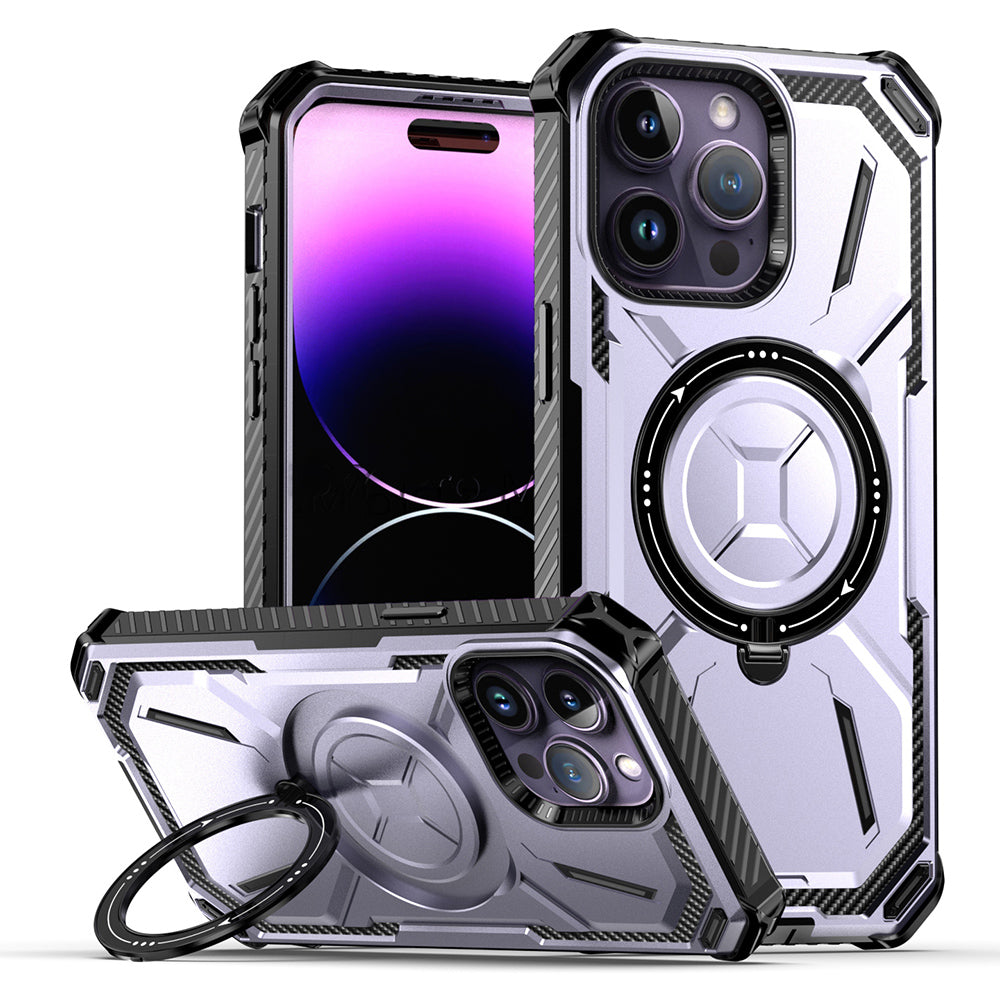 For iPhone 14 Pro PC TPU Magnetic Phone Case PC TPU Kickstand Phone Cover Compatible with MagSafe