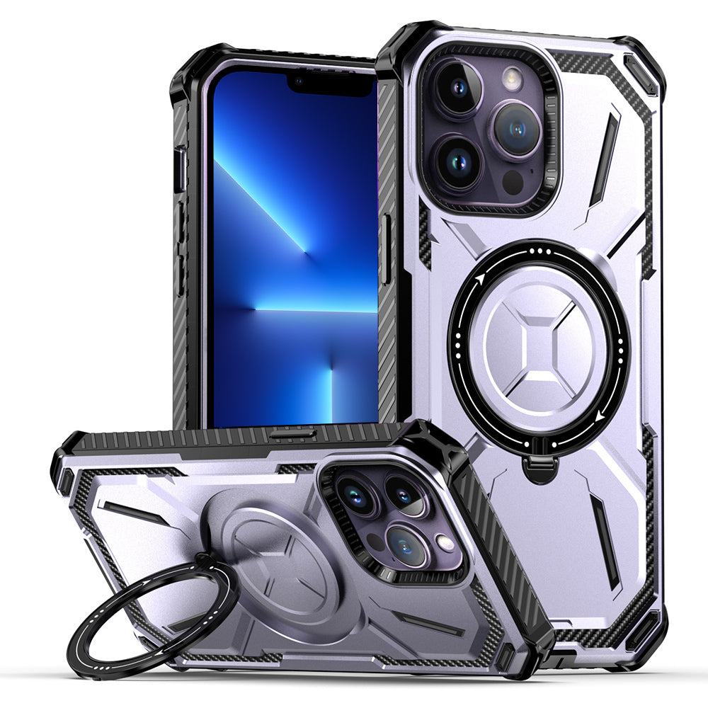 For iPhone 13 Pro Max Kickstand Magnetic Case PC TPU Phone Cover Compatible with MagSafe