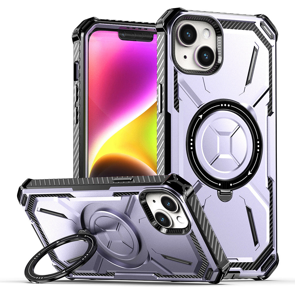 Pro iPhone 14 Plus Kickstand Magnetické pouzdro na telefon PC TPU Kryt na telefon kompatibilní s MagSafe