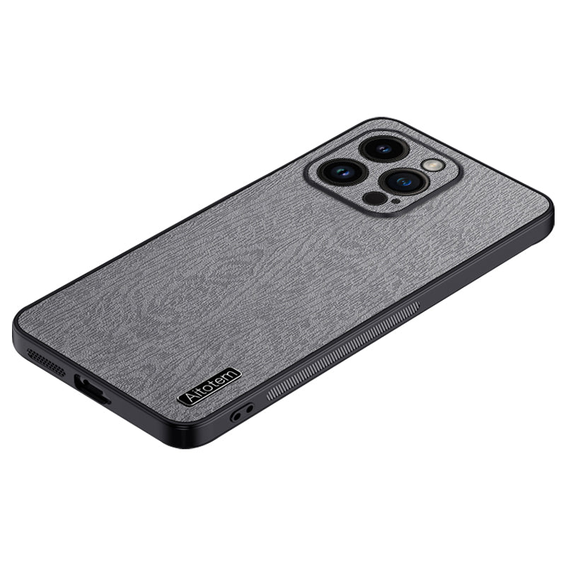 Pro iPhone 13 Pro 6,1palcový dřevěný kryt na telefon odolný proti poškrábání PU kožené pouzdro na PC TPU s celoobalenou ochranou fotoaparátu